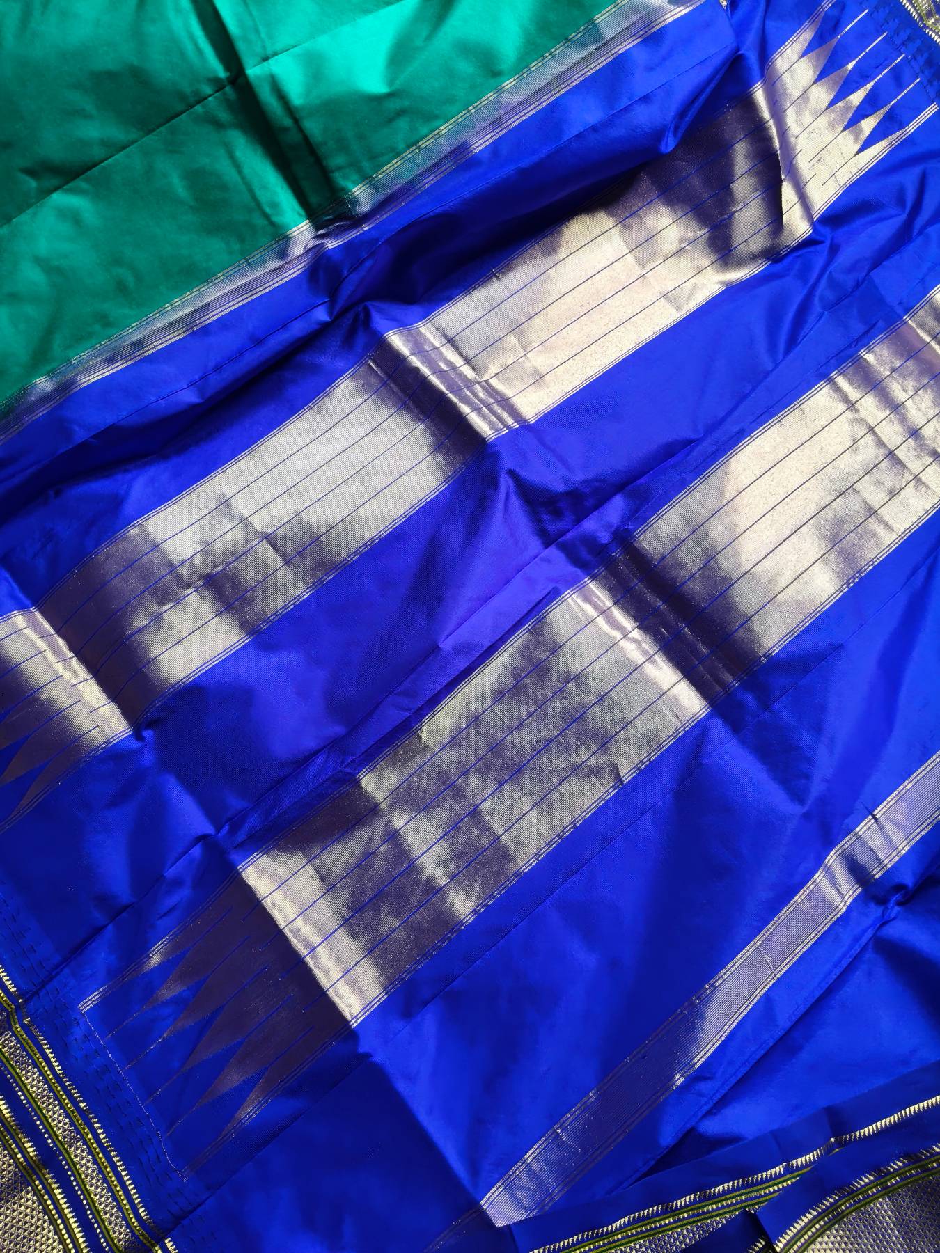PEACOCK BLUE SILK PURE HANDLOOM IRKAL SAREE