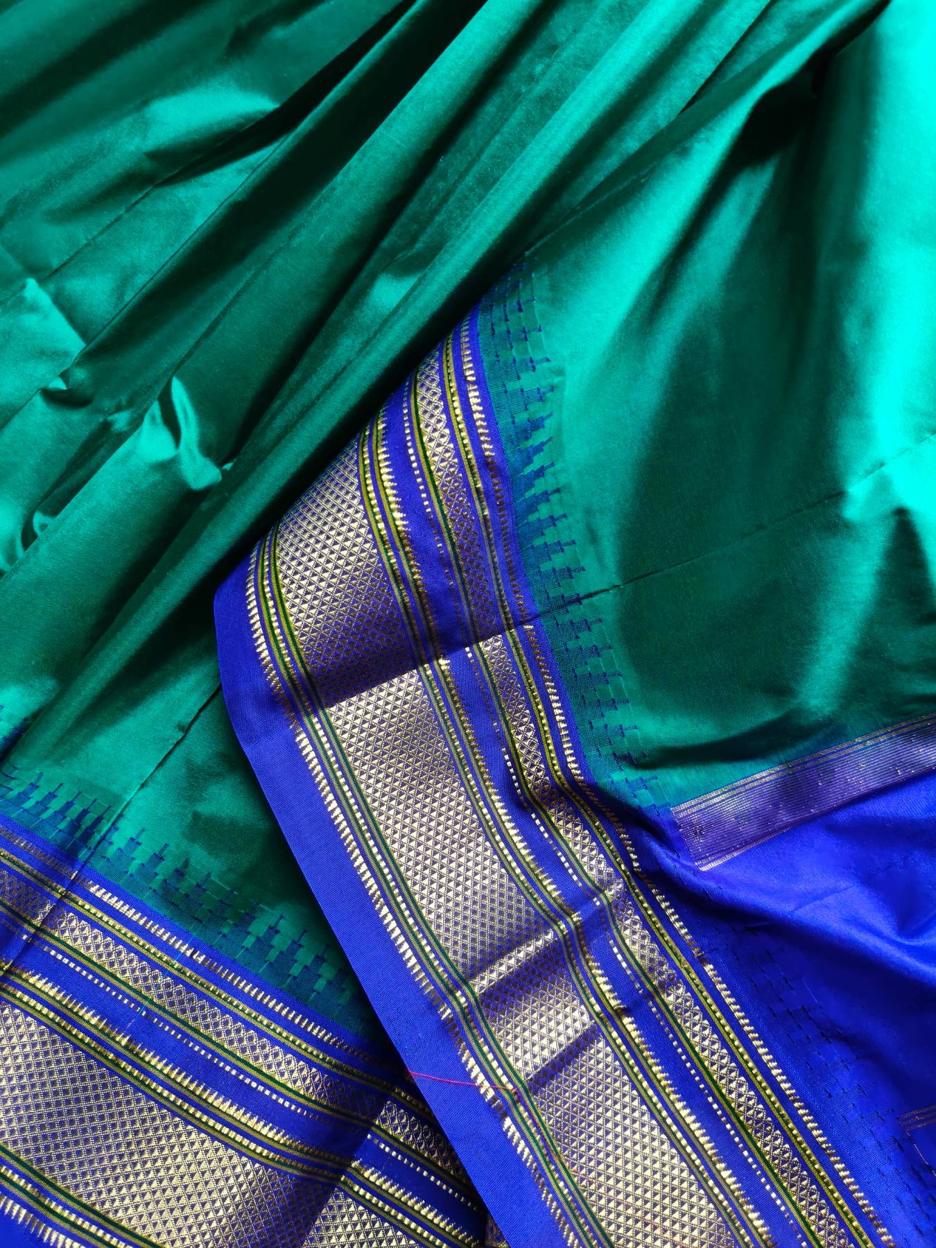 PEACOCK BLUE SILK PURE HANDLOOM IRKAL SAREE