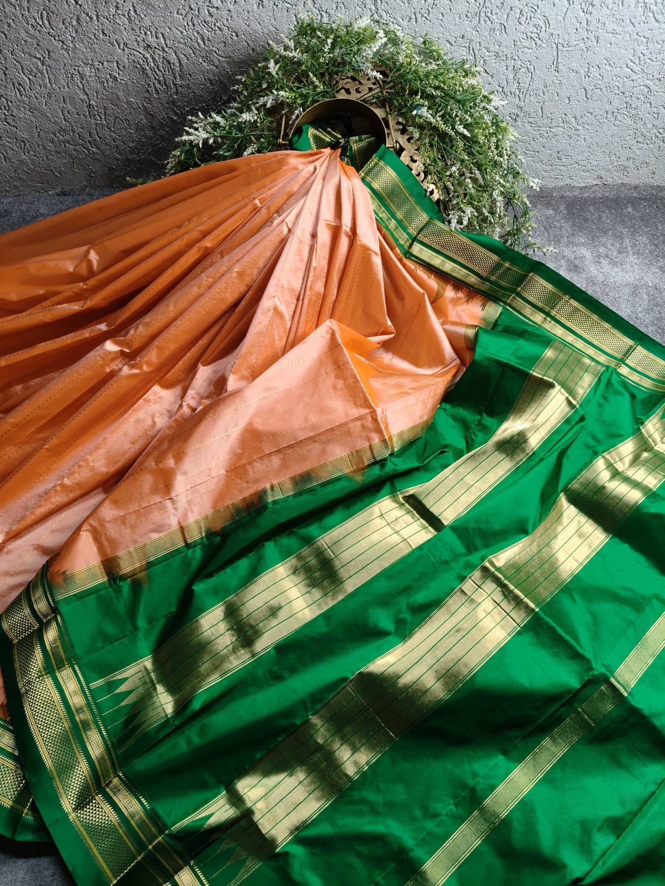 PEACH SILK PURE HANDLOOM IRKAL SAREE
