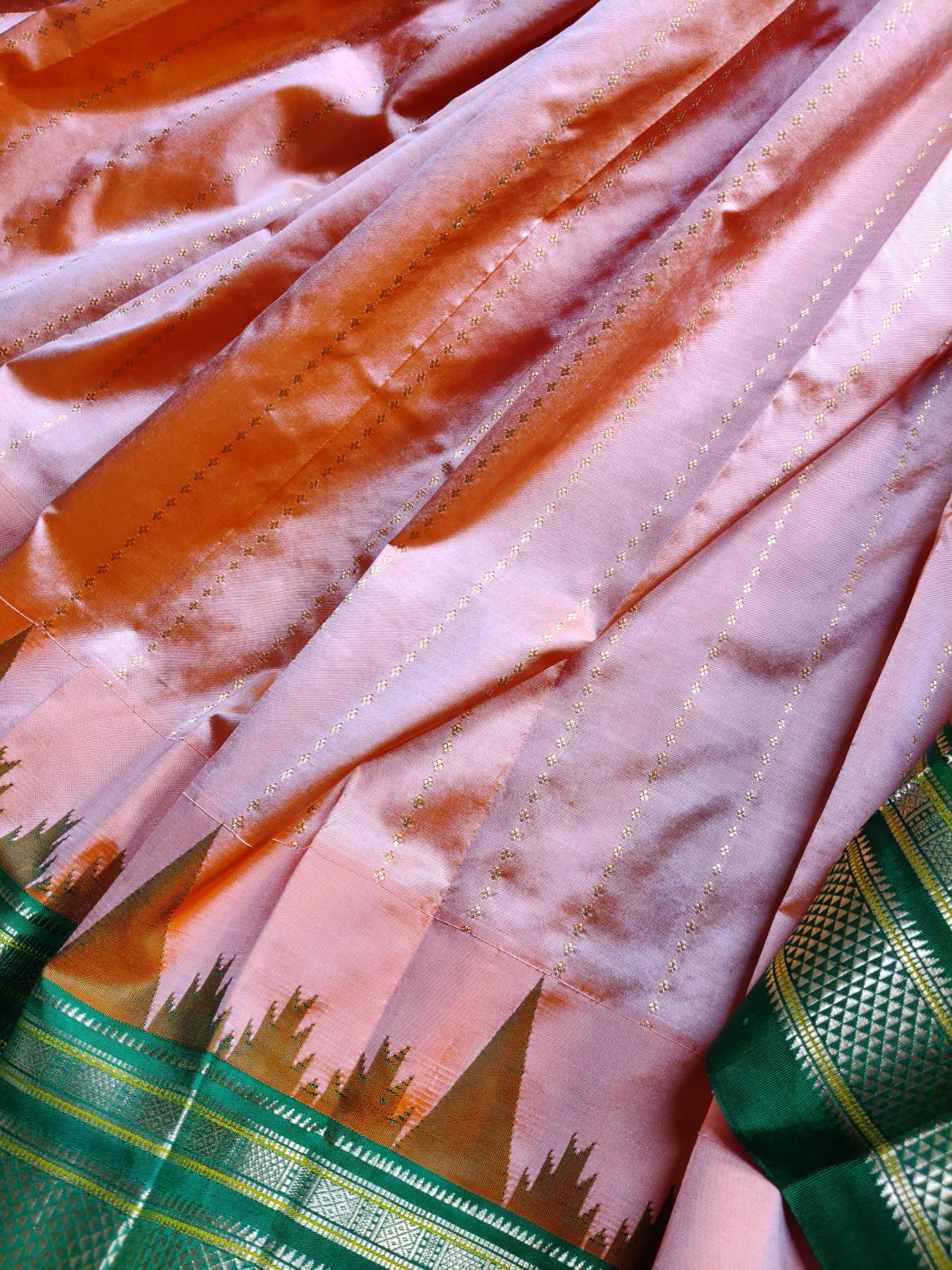 PEACH SILK PURE HANDLOOM IRKAL SAREE