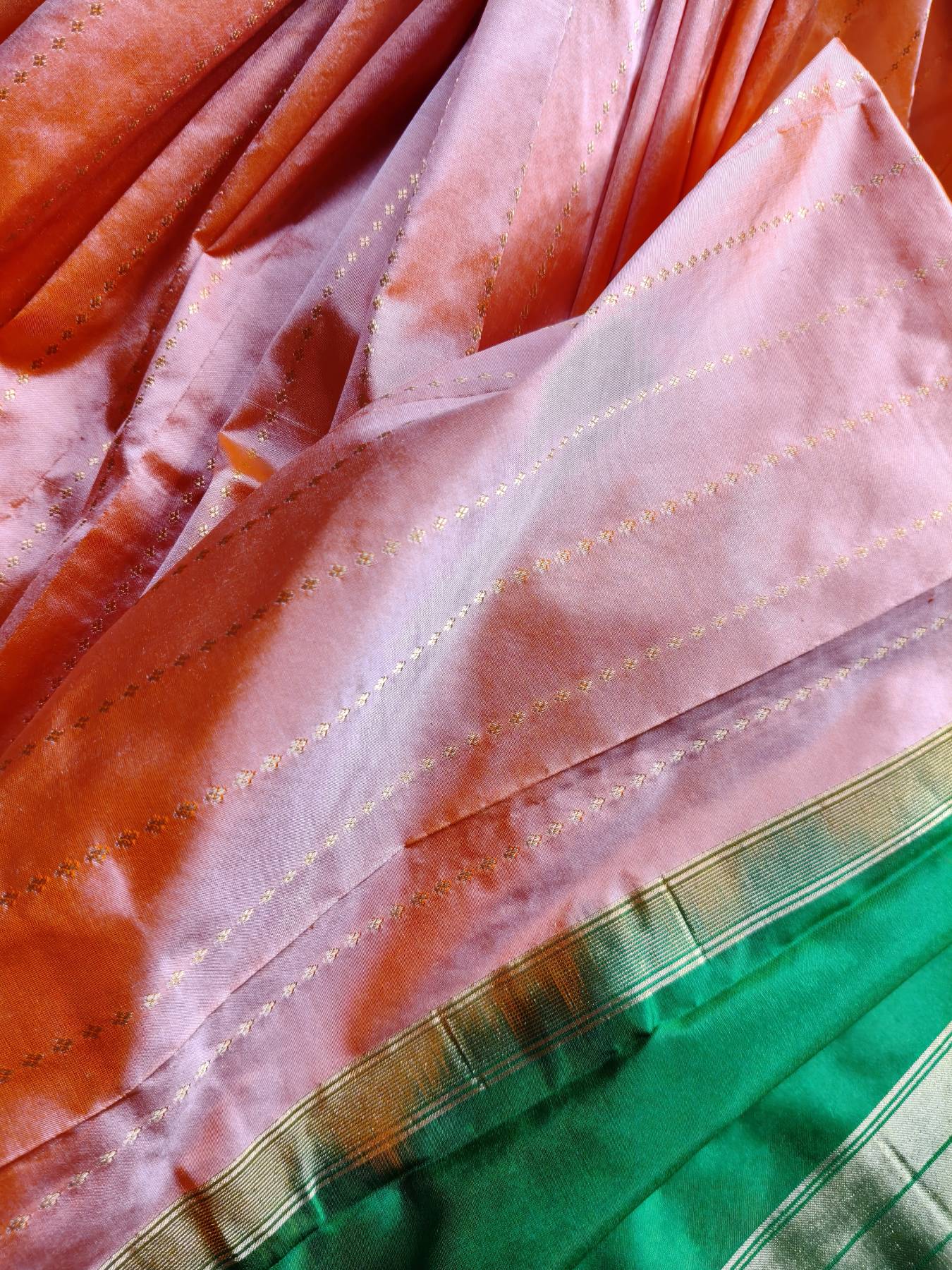 PEACH SILK PURE HANDLOOM IRKAL SAREE