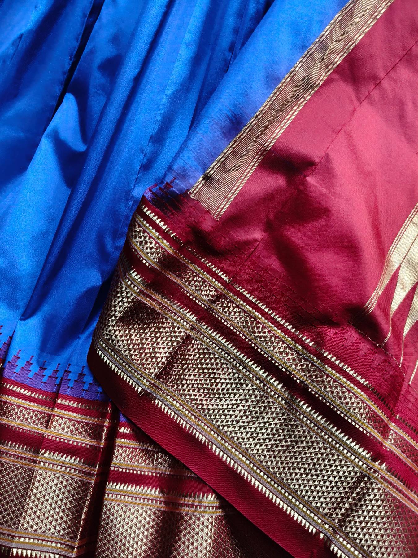INK BLUE SILK PURE HANDLOOM IRKAL SAREE