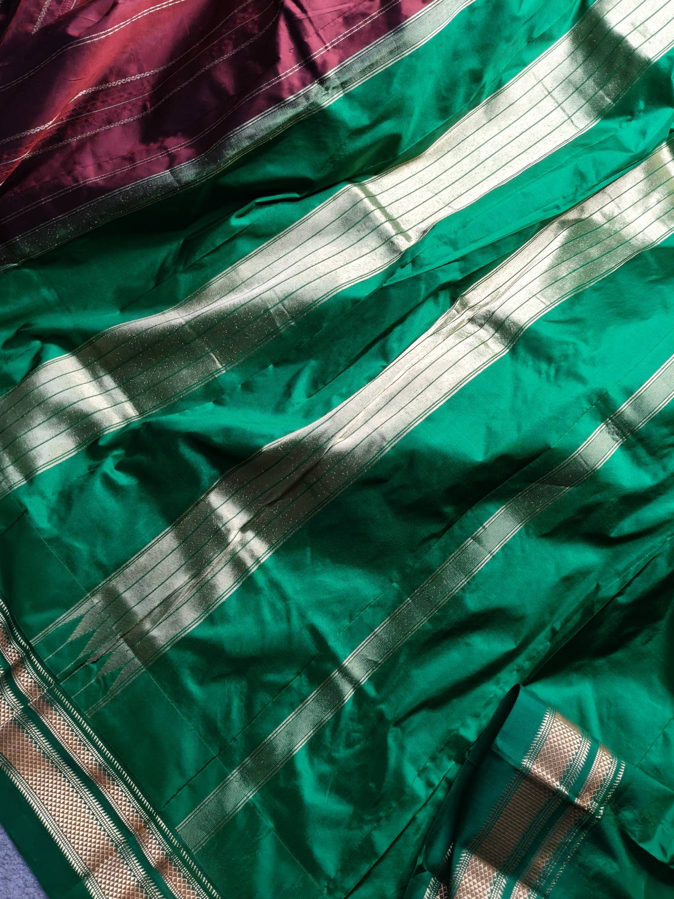 DARK MAROON SILK PURE HANDLOOM IRKAL SAREE