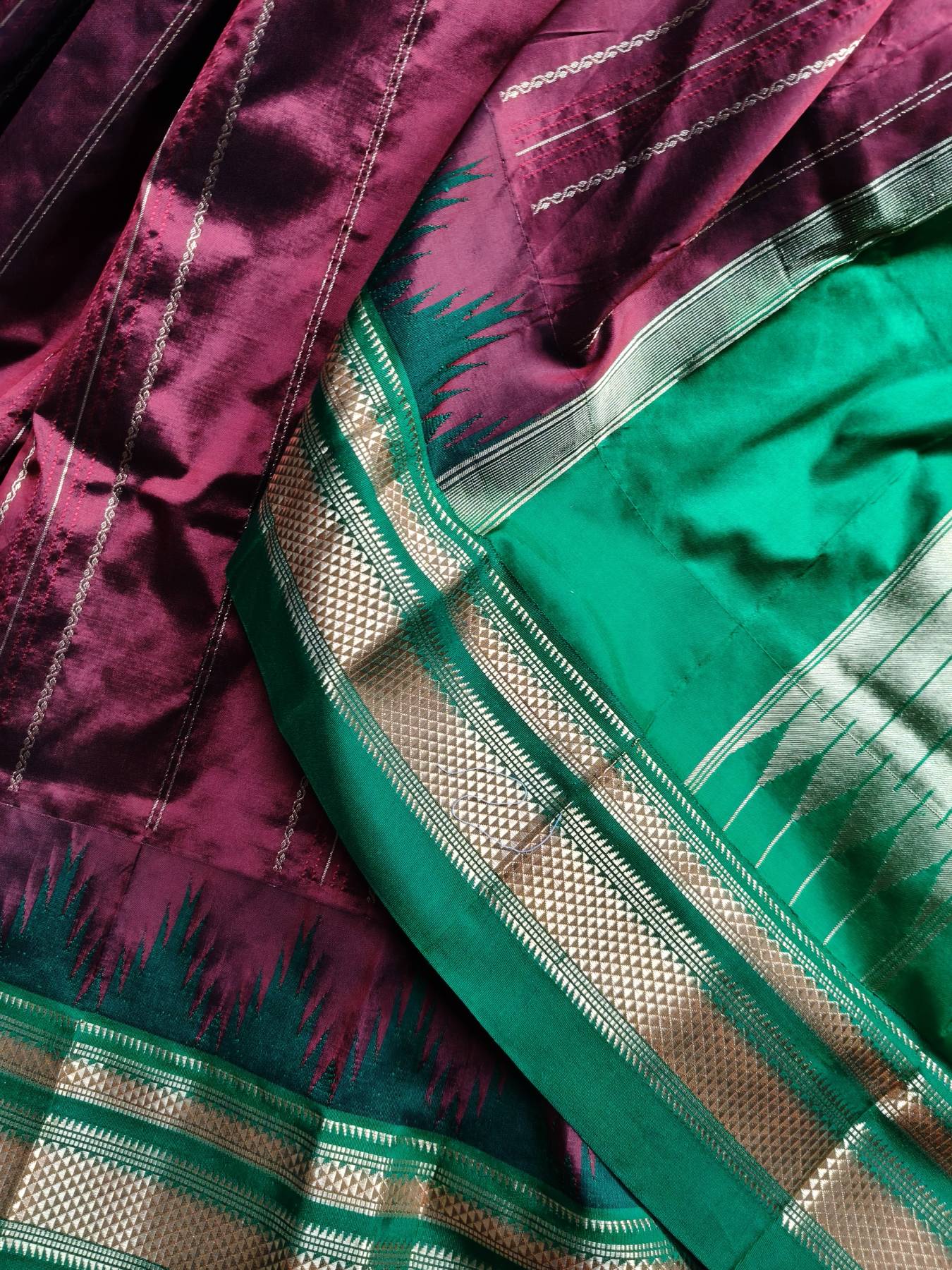 DARK MAROON SILK PURE HANDLOOM IRKAL SAREE