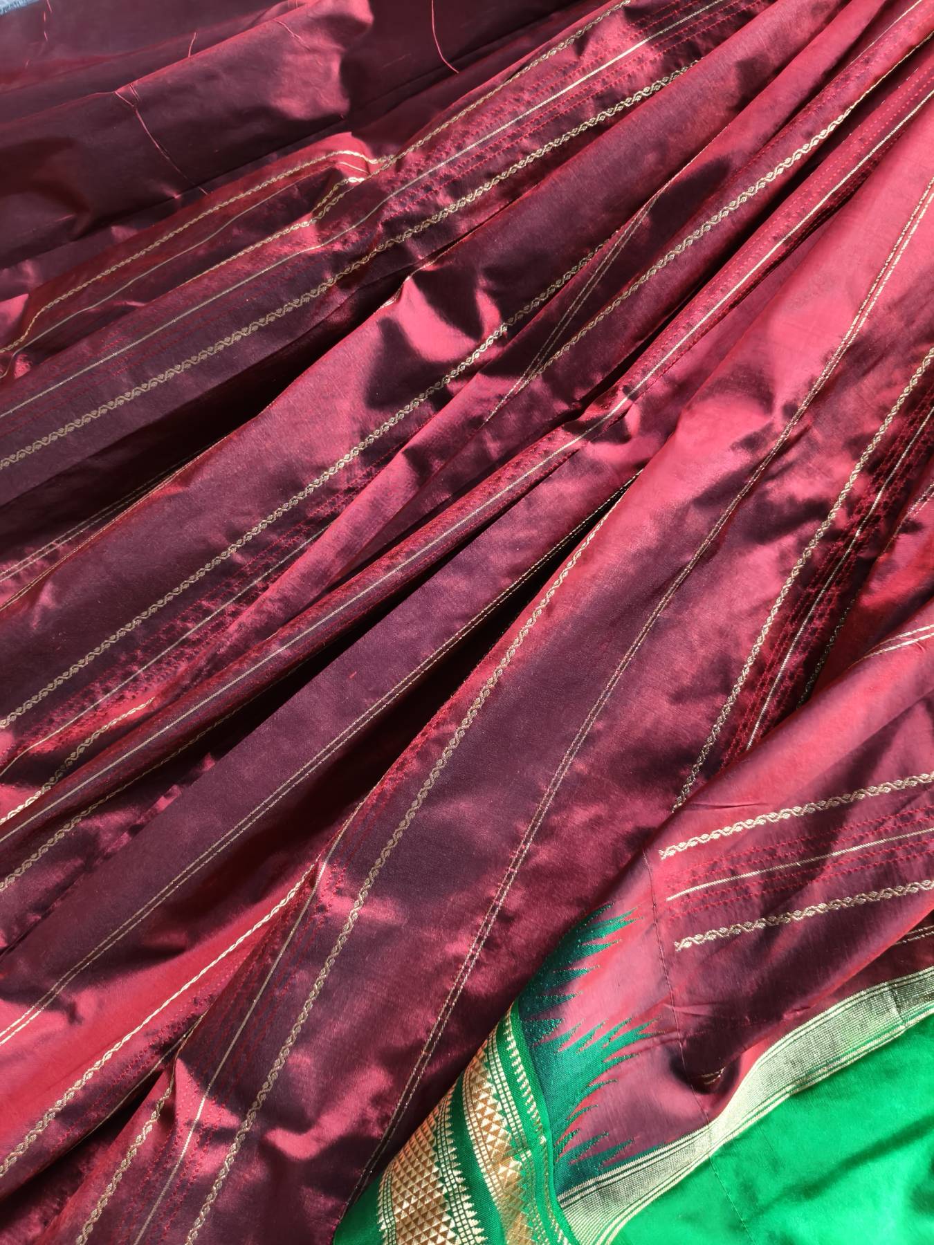 DARK MAROON SILK PURE HANDLOOM IRKAL SAREE