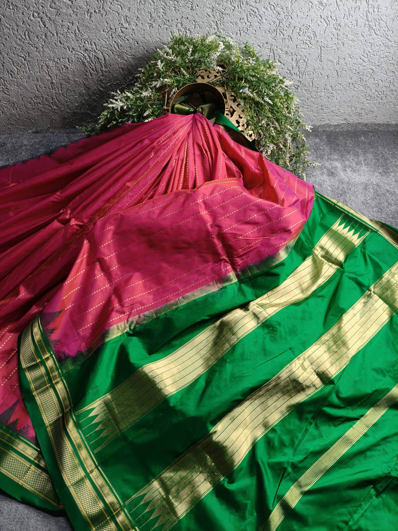 TWO TONE PINK SILK PURE HANDLOOM IRKAL SAREE