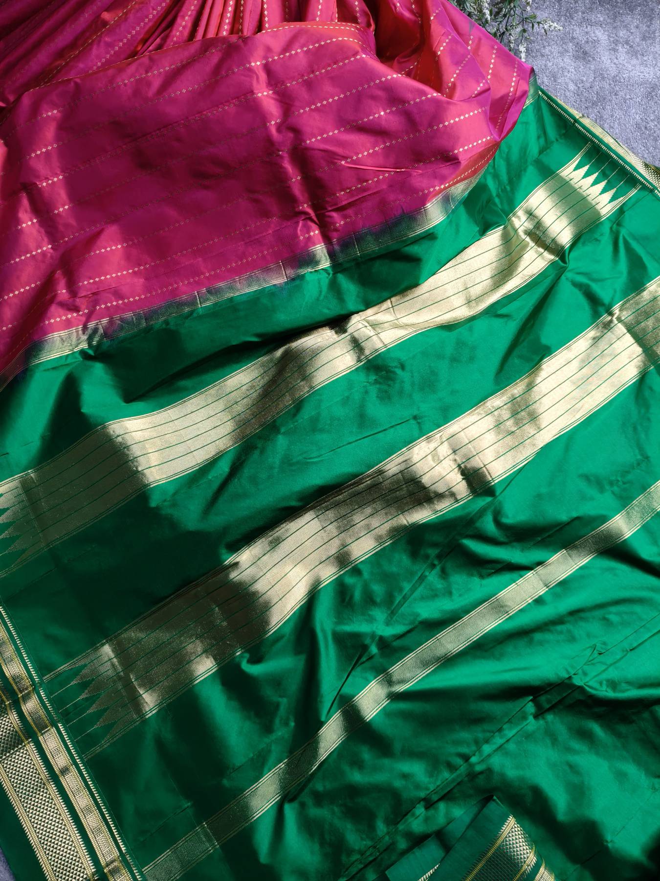 TWO TONE PINK SILK PURE HANDLOOM IRKAL SAREE