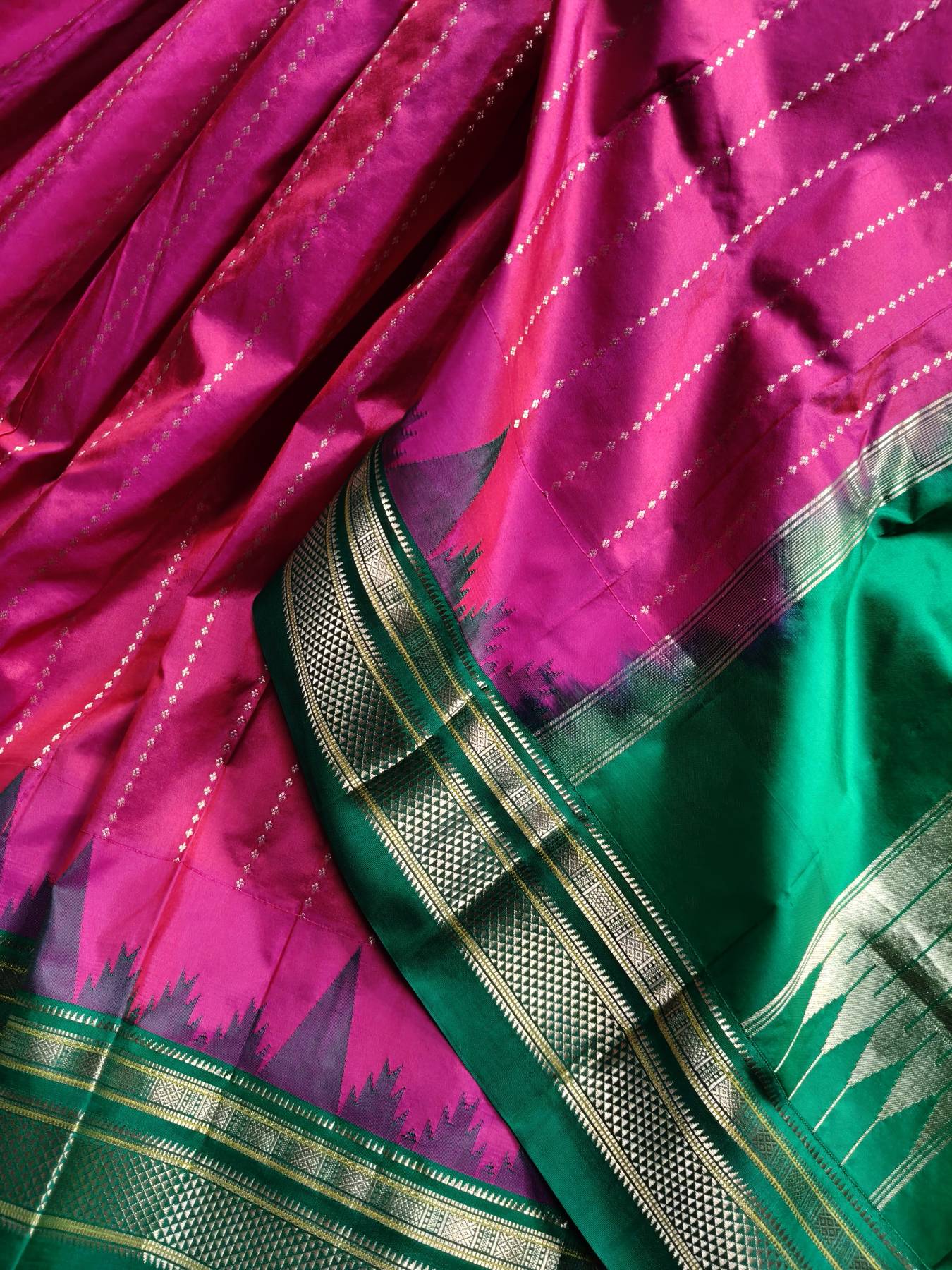 TWO TONE PINK SILK PURE HANDLOOM IRKAL SAREE