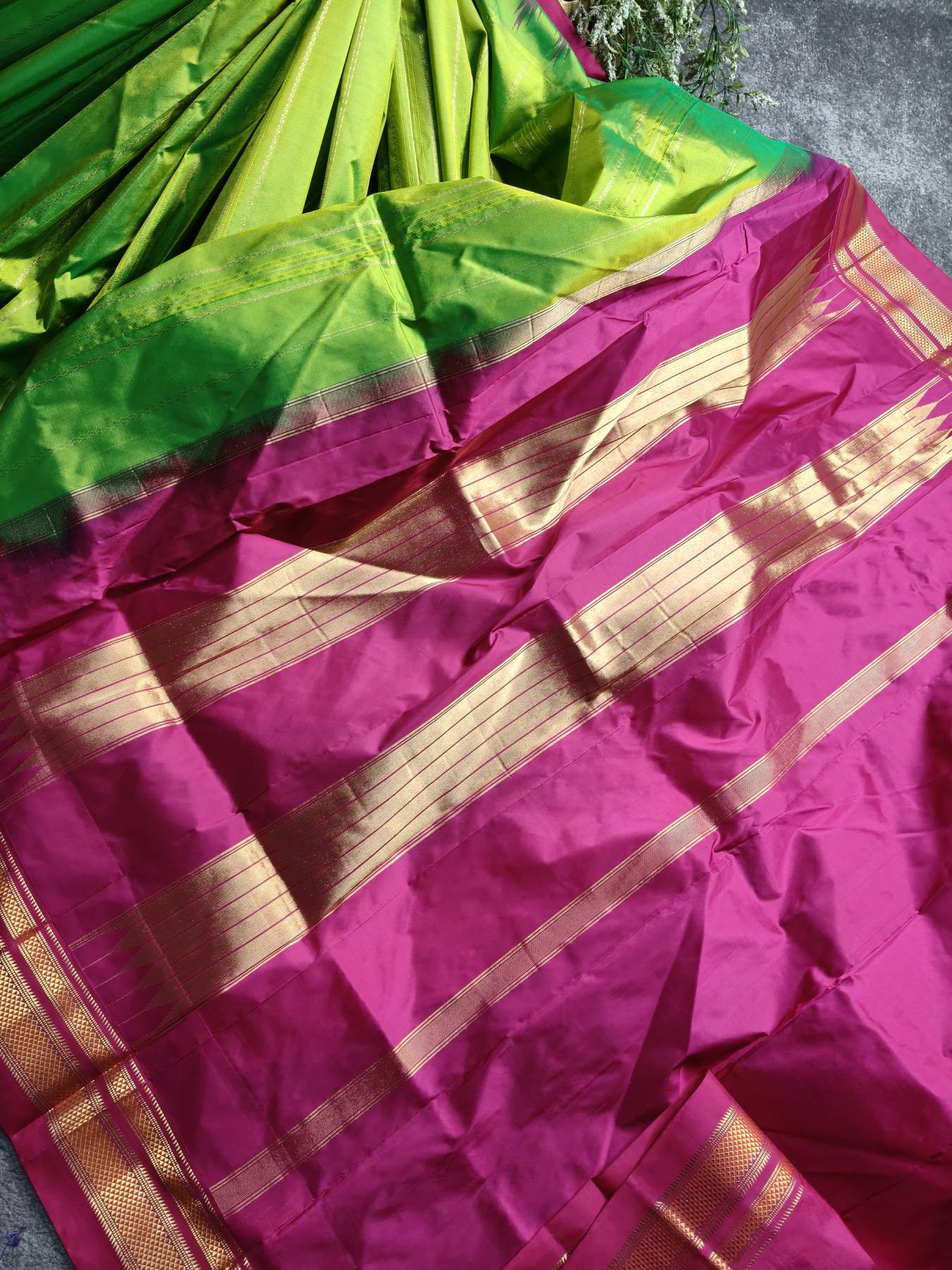PARROT GREEN SILK PURE HANDLOOM IRKAL SAREE