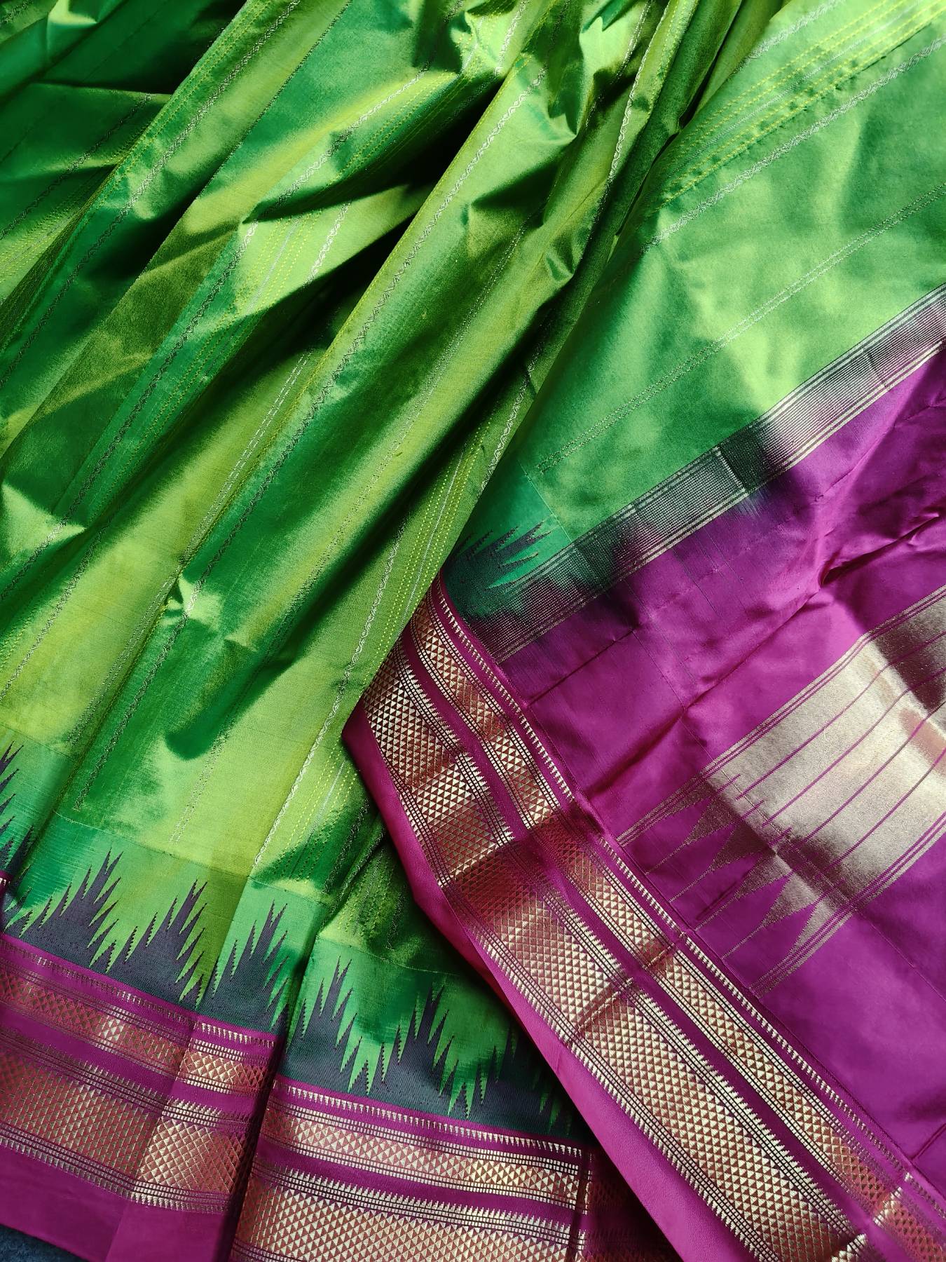 PARROT GREEN SILK PURE HANDLOOM IRKAL SAREE