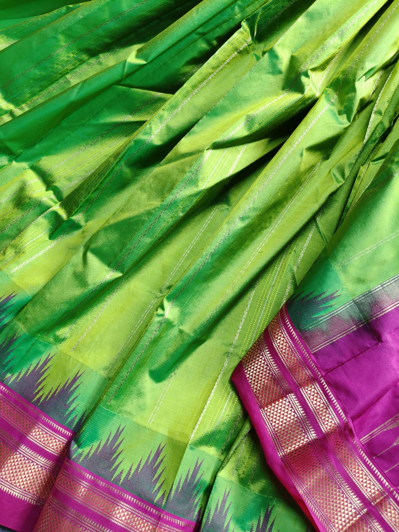 PARROT GREEN SILK PURE HANDLOOM IRKAL SAREE