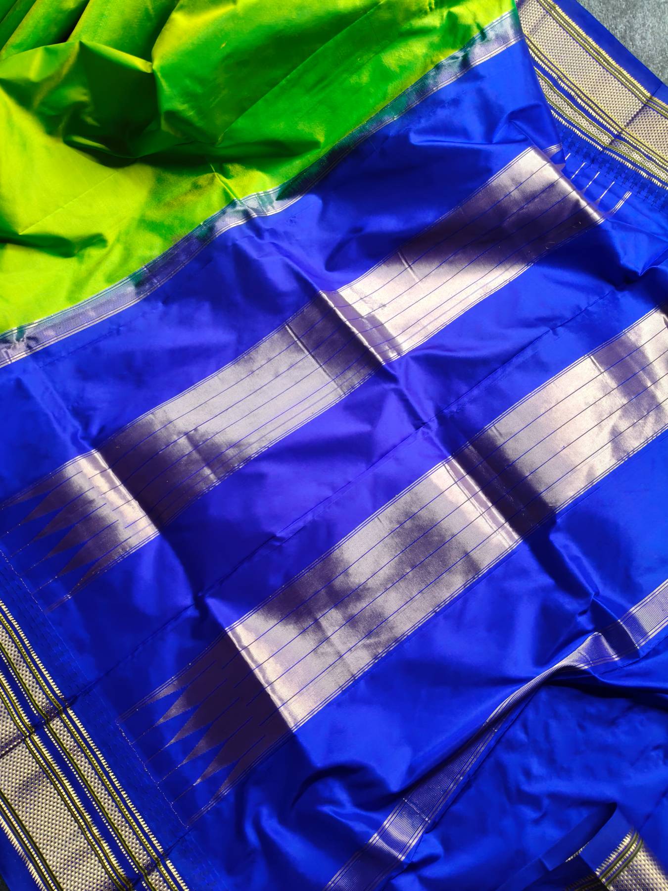 PARROT GREEN SILK PURE HANDLOOM IRKAL SAREE