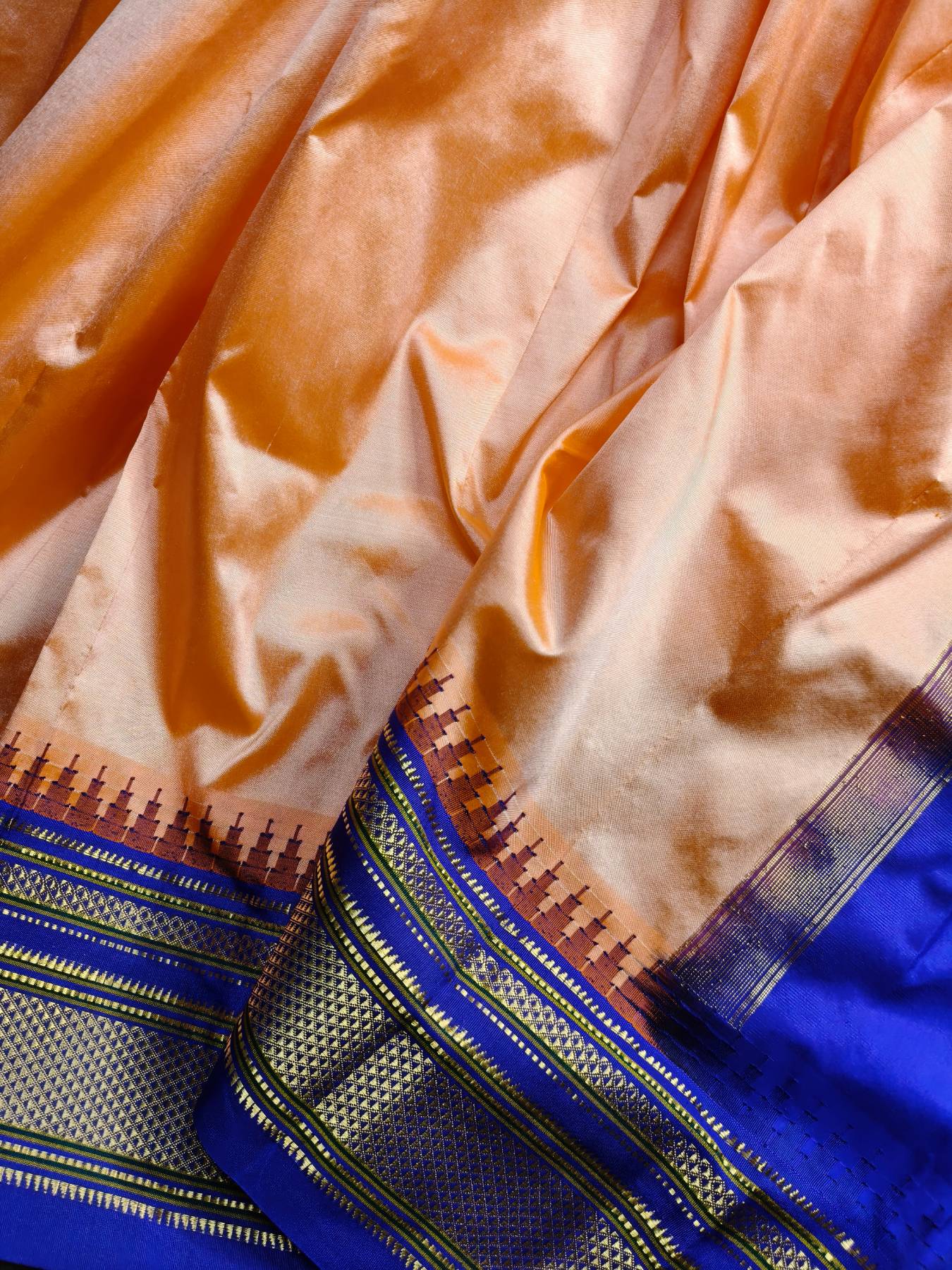 PEACH SILK PURE HANDLOOM IRKAL SAREE