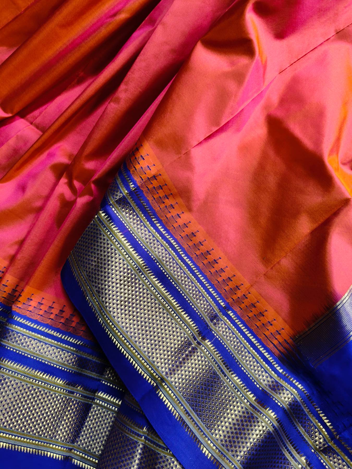 CORAL PINK SILK PURE HANDLOOM IRKAL SAREE