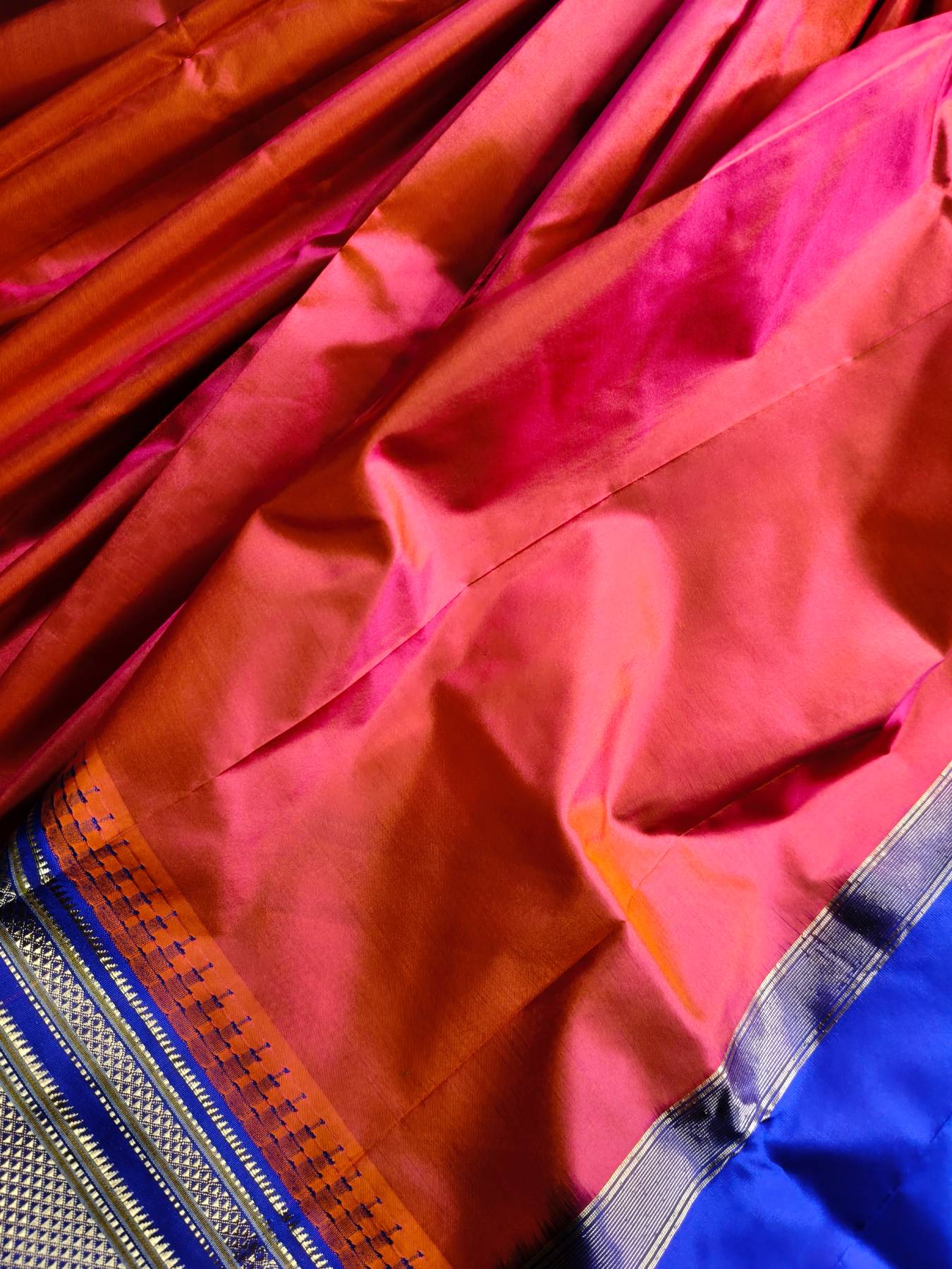 CORAL PINK SILK PURE HANDLOOM IRKAL SAREE