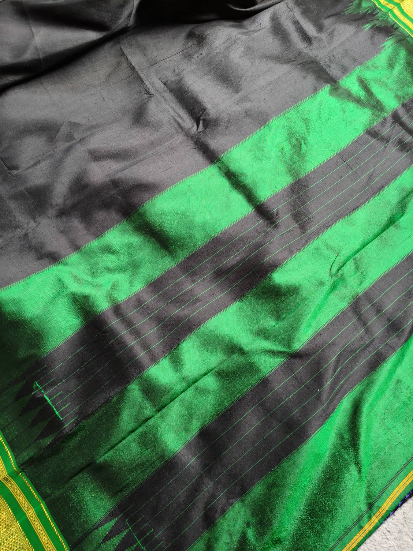 BLACK SILK PURE HANDLOOM IRKAL SAREE