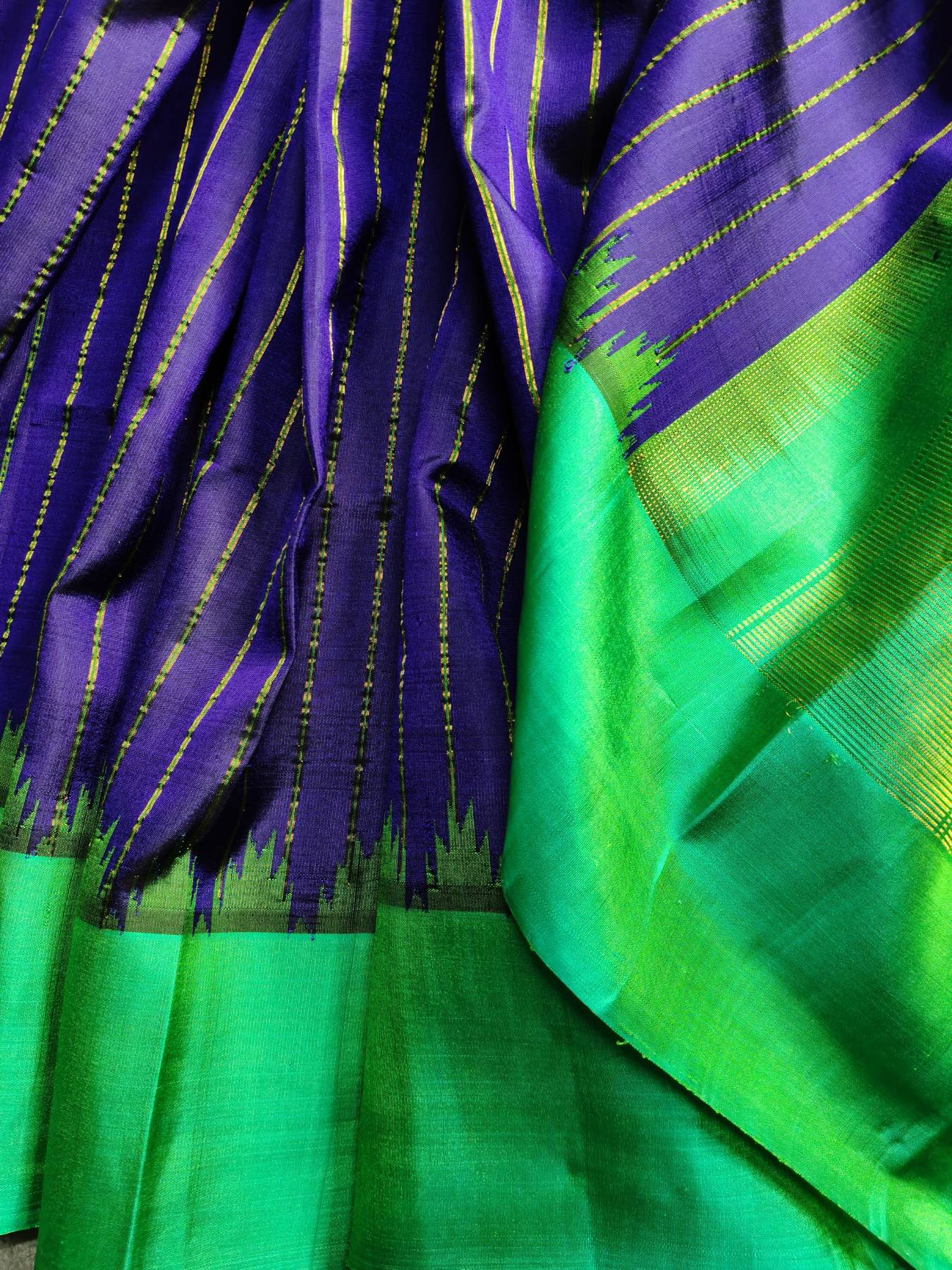 PURPLE SILK PURE HANDLOOM GADWAL SAREE
