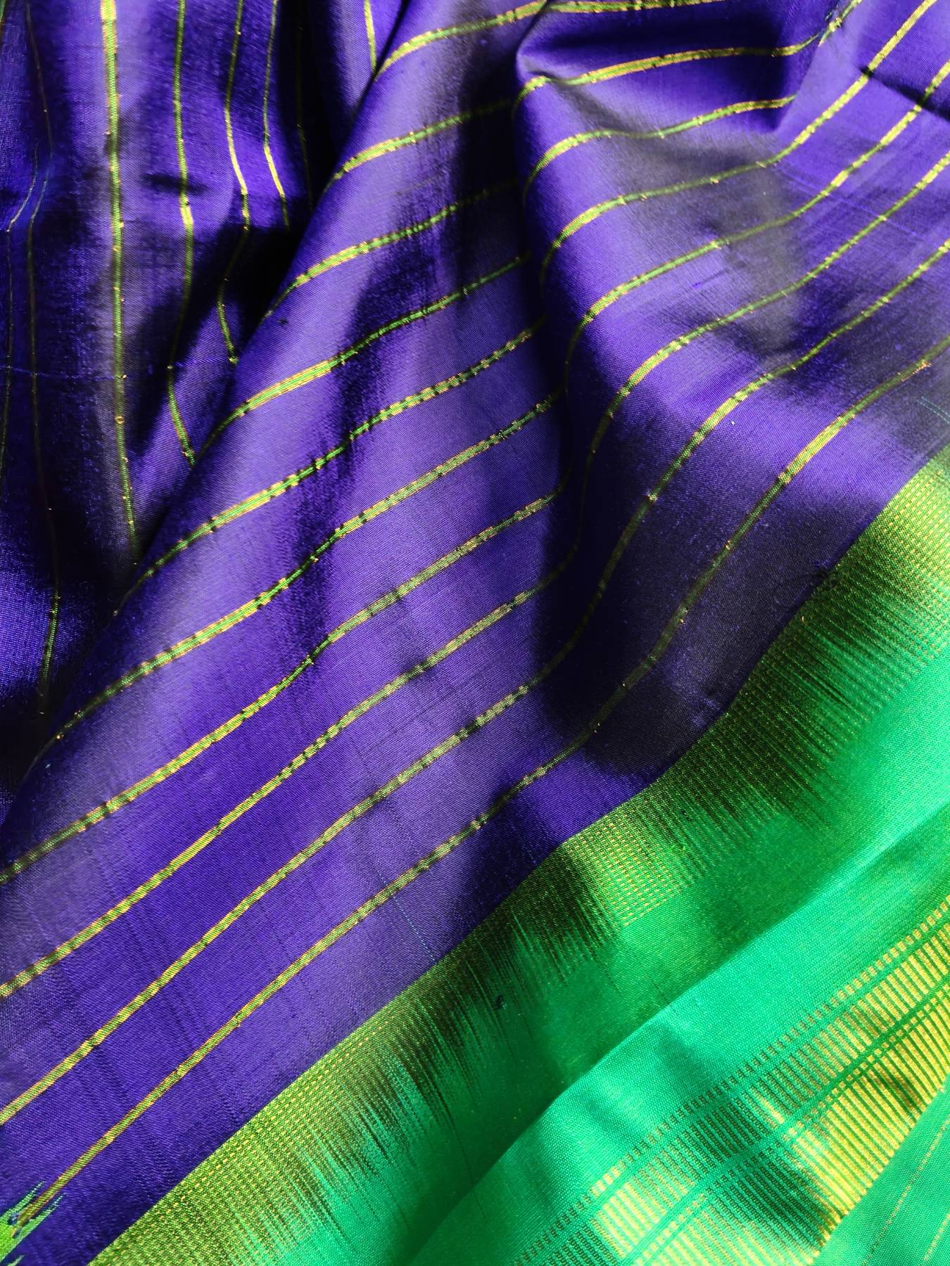 PURPLE SILK PURE HANDLOOM GADWAL SAREE