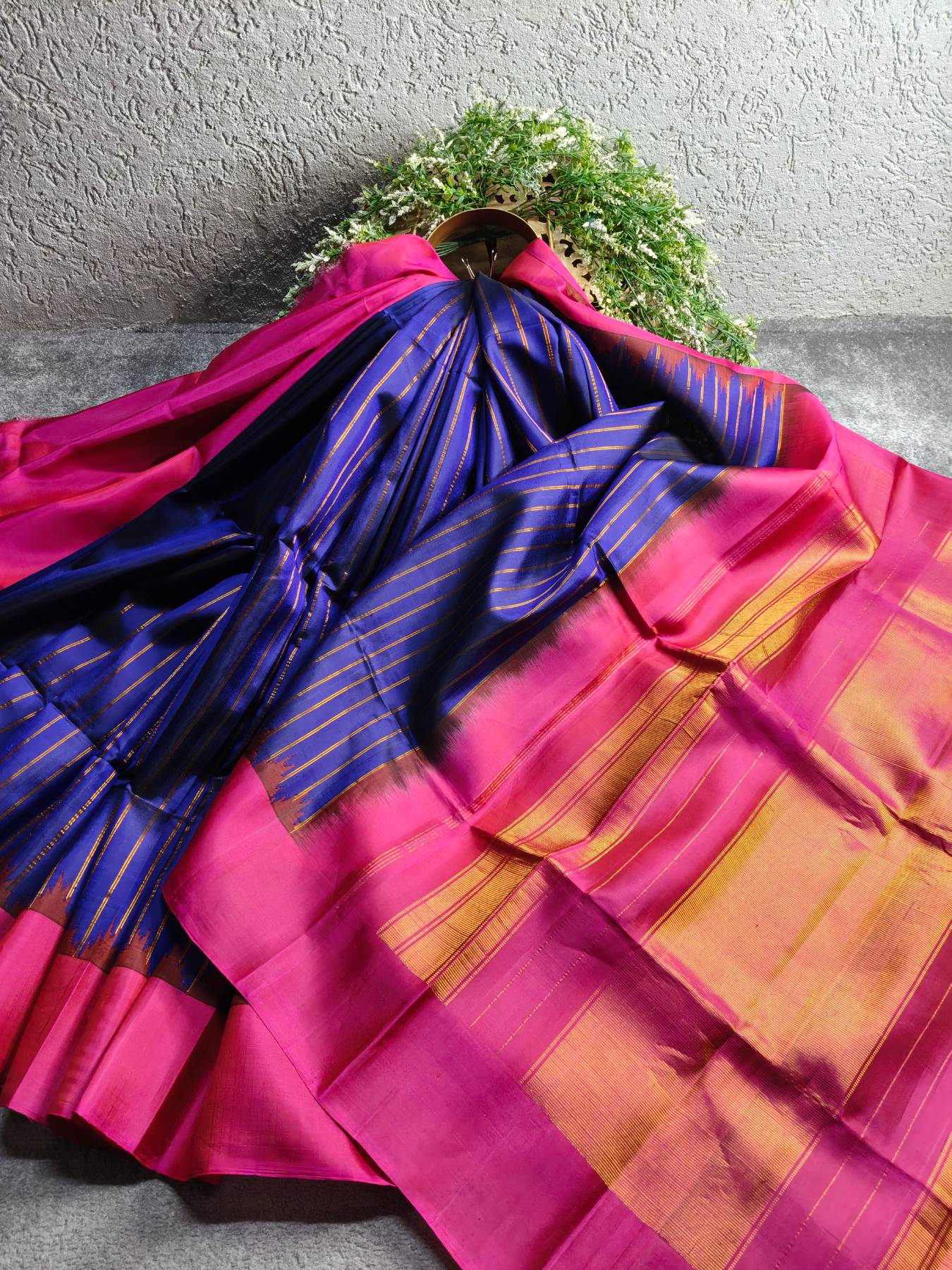 PURPLE SILK PURE HANDLOOM GADWAL SAREE