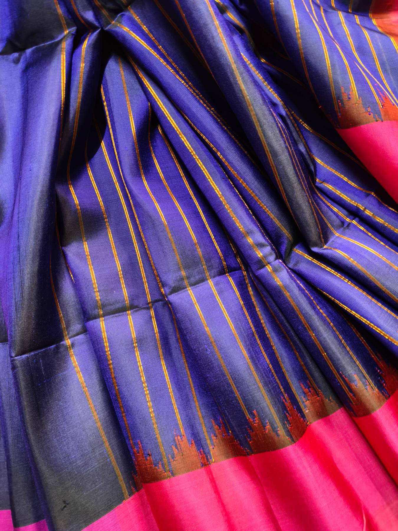 PURPLE SILK PURE HANDLOOM GADWAL SAREE
