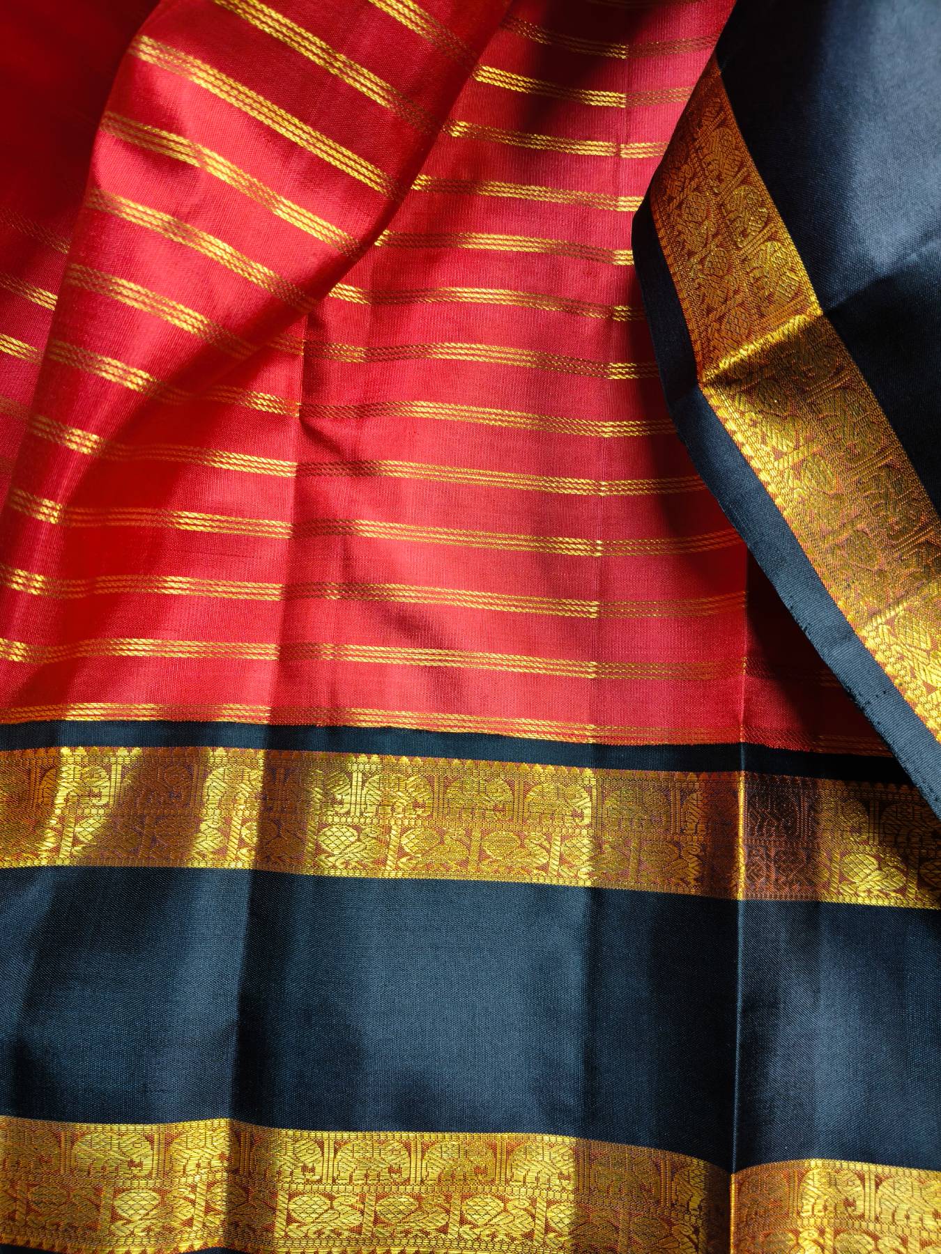 RED GREEN SILK PURE HANDLOOM KANJIVARAM SAREE