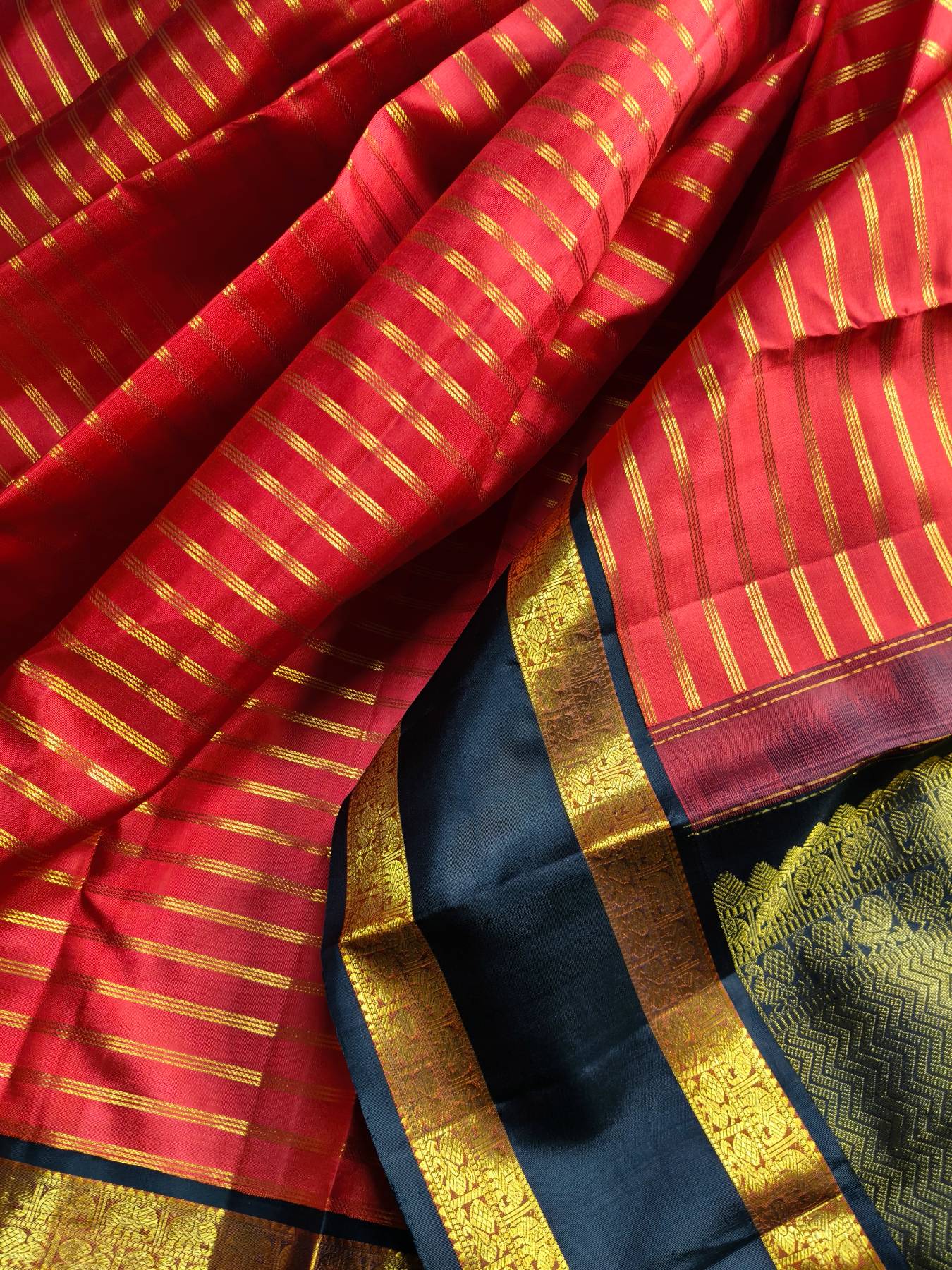 RED GREEN SILK PURE HANDLOOM KANJIVARAM SAREE