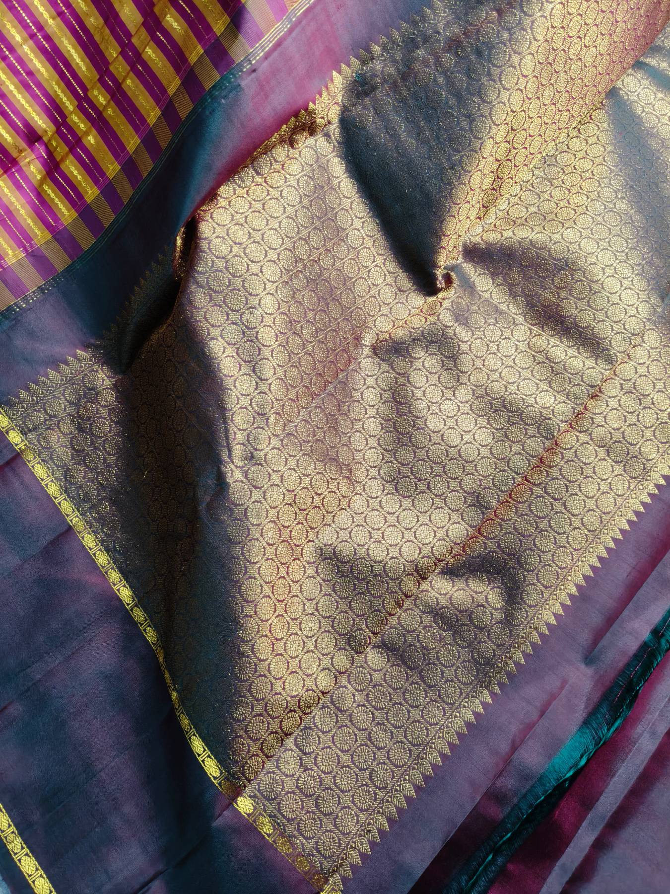 MUSTARD YELLOW PINK SILK PURE HANDLOOM KANJIVARAM SAREE