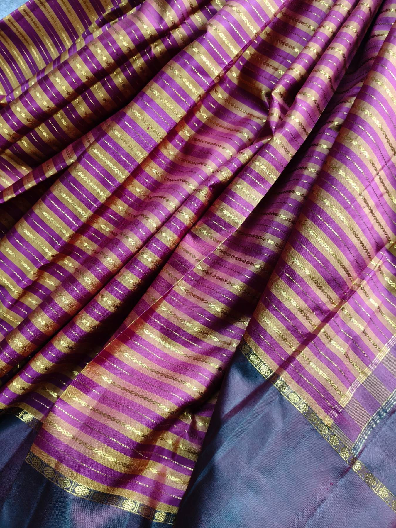MUSTARD YELLOW PINK SILK PURE HANDLOOM KANJIVARAM SAREE