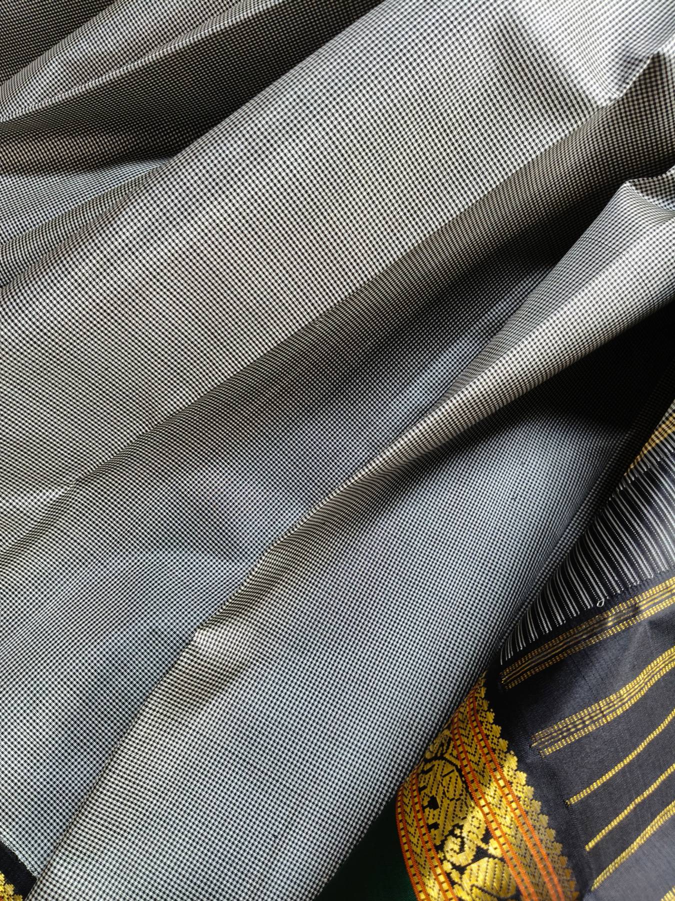 GREY SILK PURE HANDLOOM KANJIVARAM SAREE