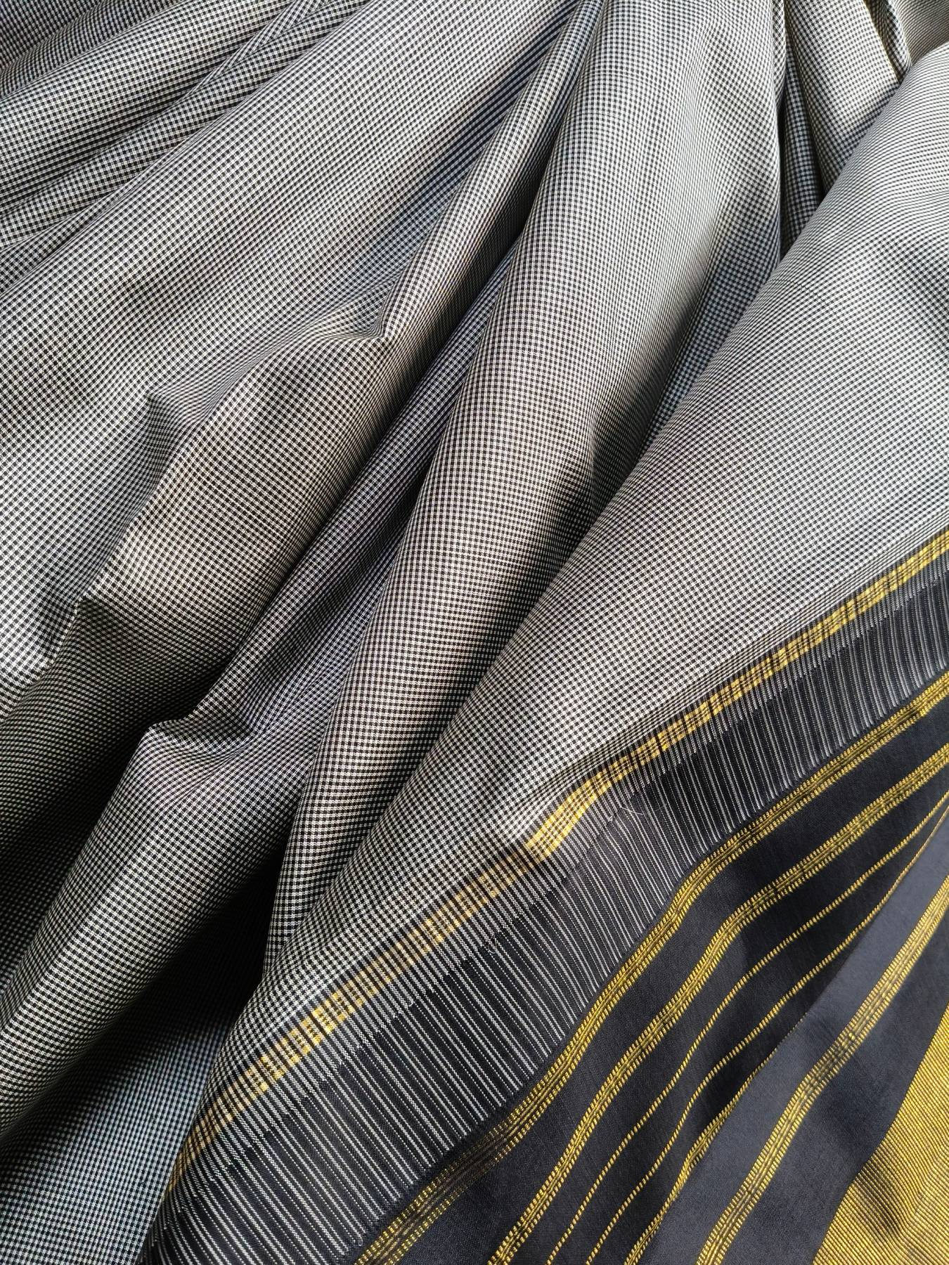 GREY SILK PURE HANDLOOM KANJIVARAM SAREE