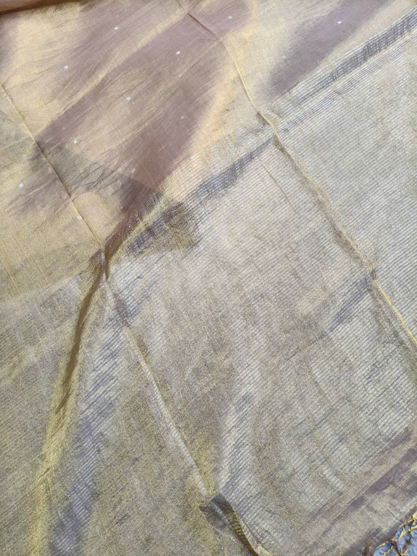 BEIGE PURE HANDLOOM MUL TISSUE SAREE