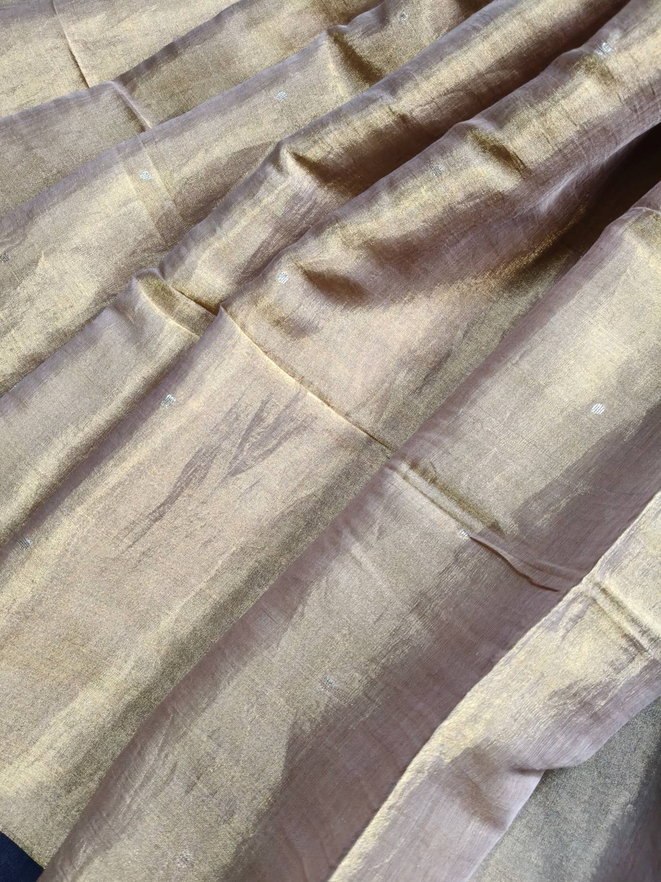 BEIGE PURE HANDLOOM MUL TISSUE SAREE