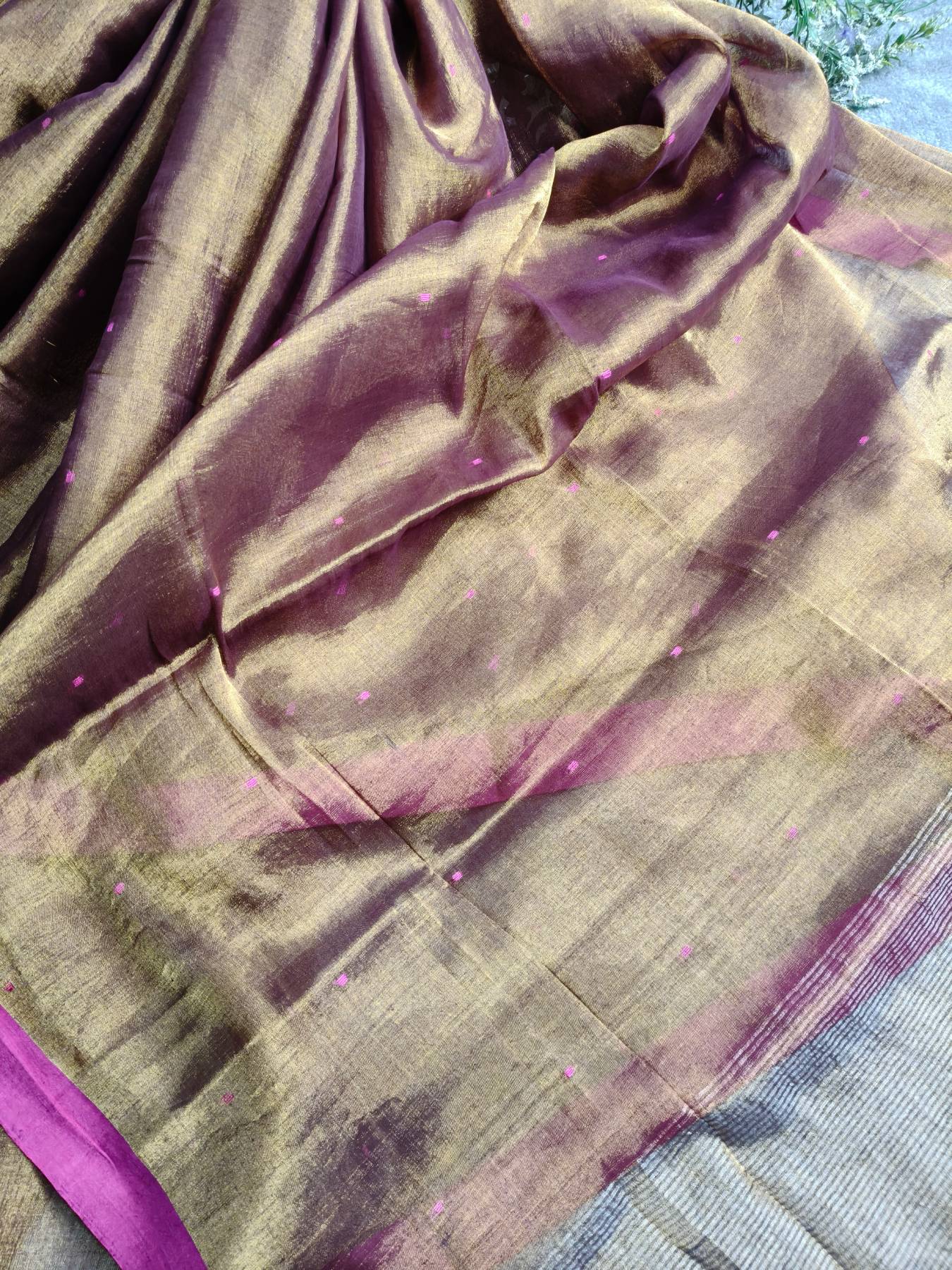 COPPAR GOLD HANDLOOM MUL TISSUE SAREE