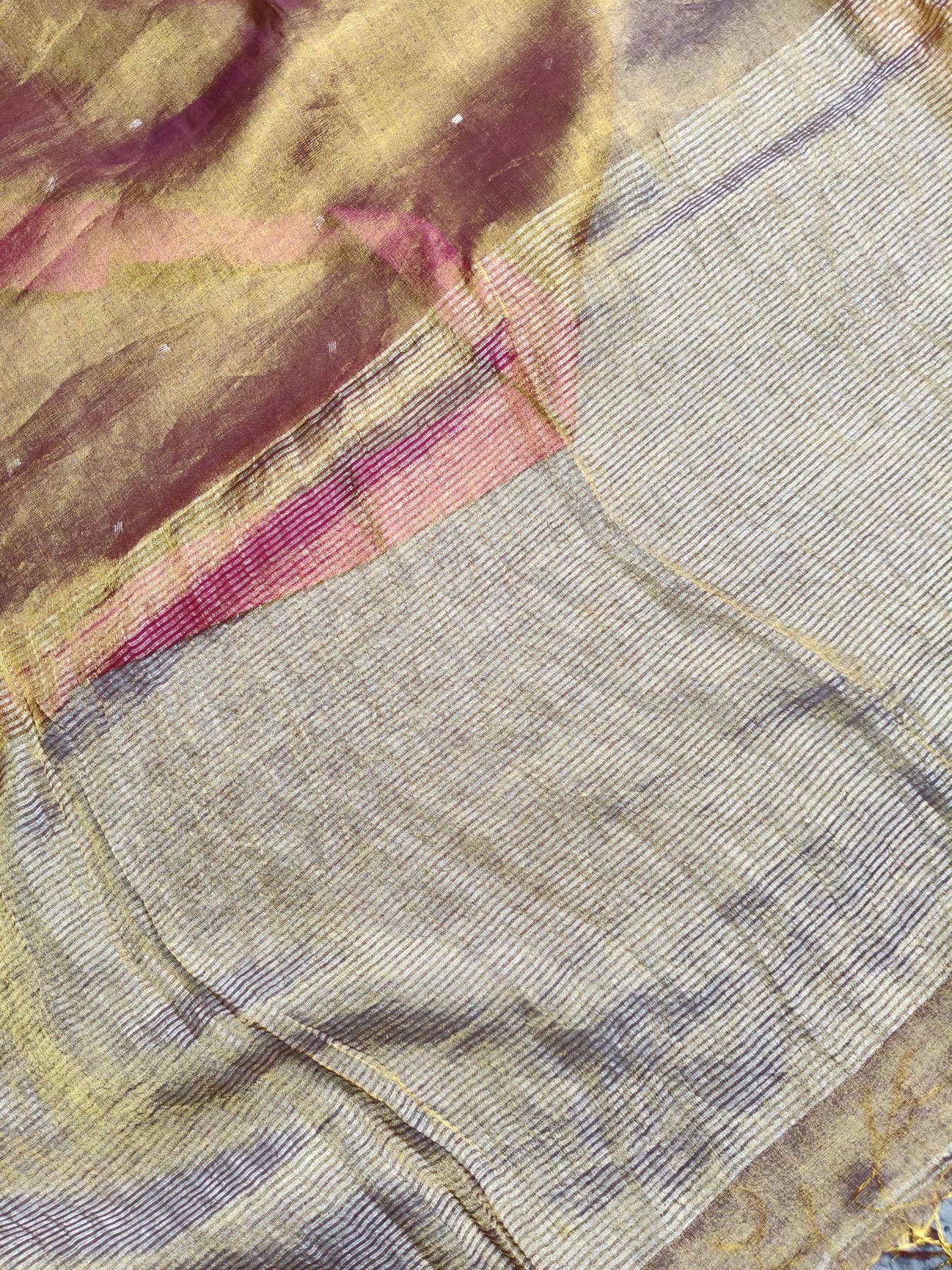 COPPOR GOLD HANDLOOM MUL TISSUE SAREE