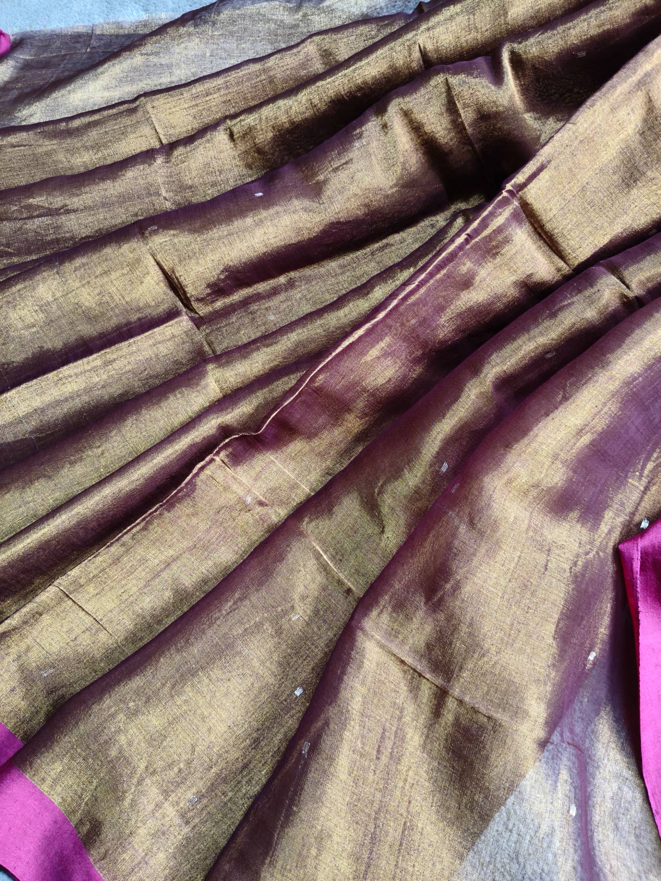 COPPOR GOLD HANDLOOM MUL TISSUE SAREE