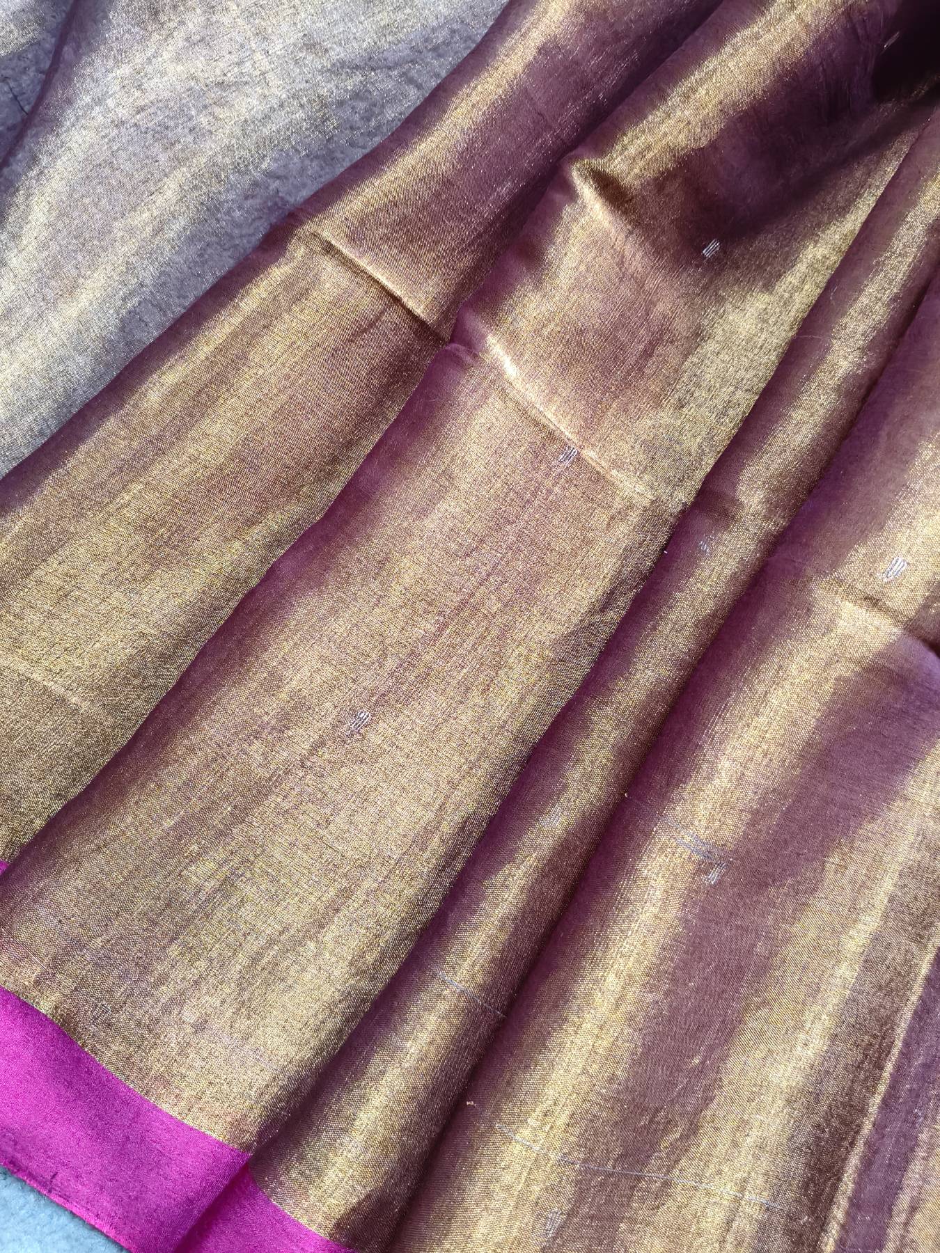COPPOR GOLD HANDLOOM MUL TISSUE SAREE