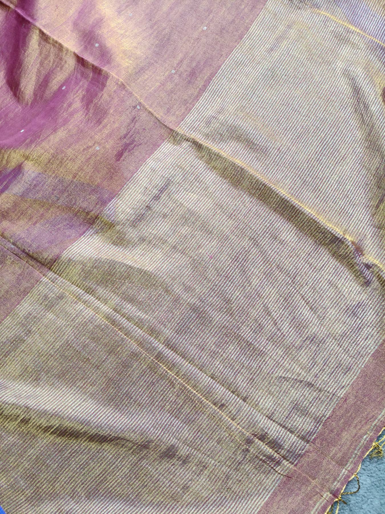 MAUVE GOLD HANDLOOM MUL TISSUE SAREE