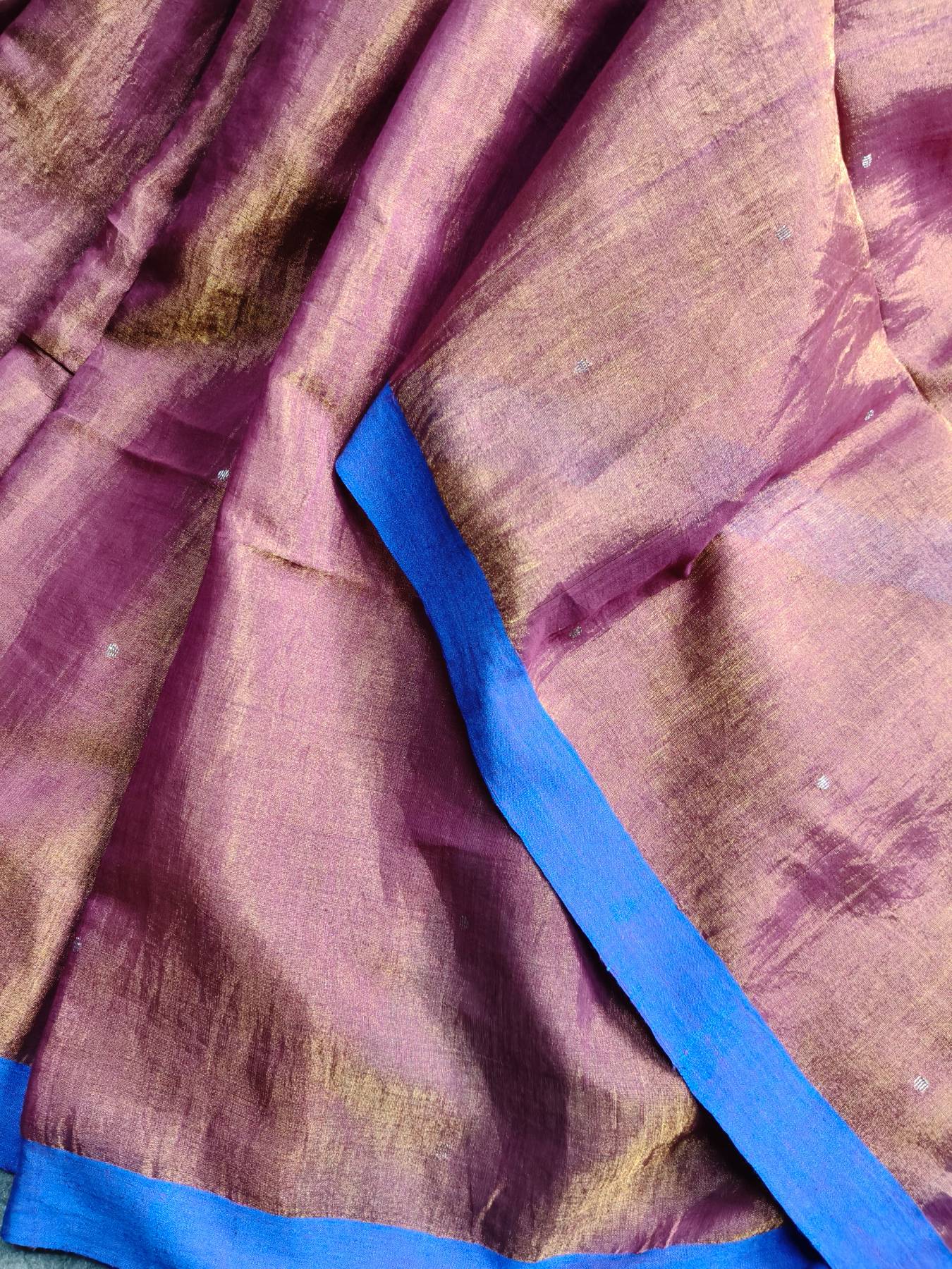 MAUVE GOLD HANDLOOM MUL TISSUE SAREE