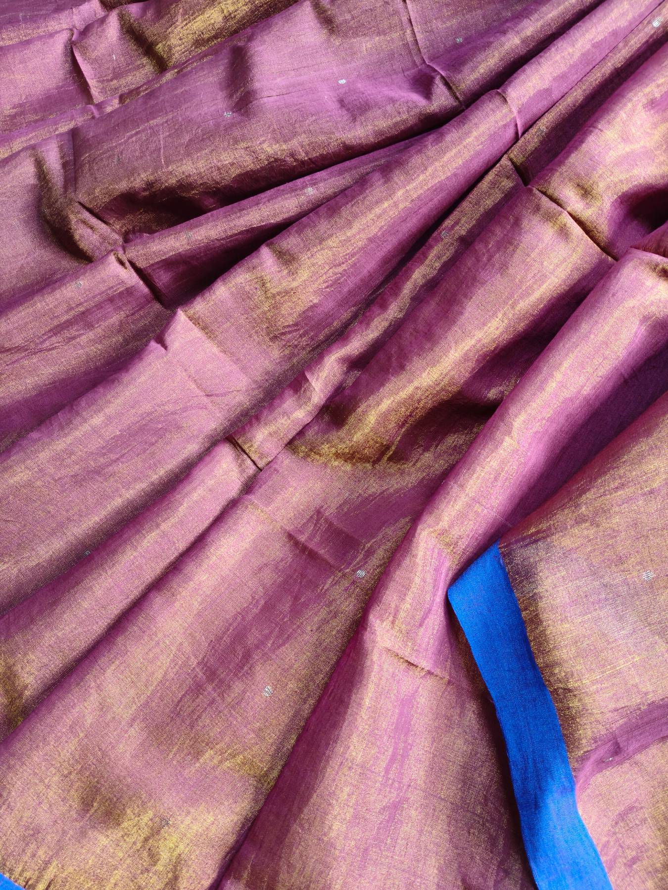 MAUVE GOLD HANDLOOM MUL TISSUE SAREE