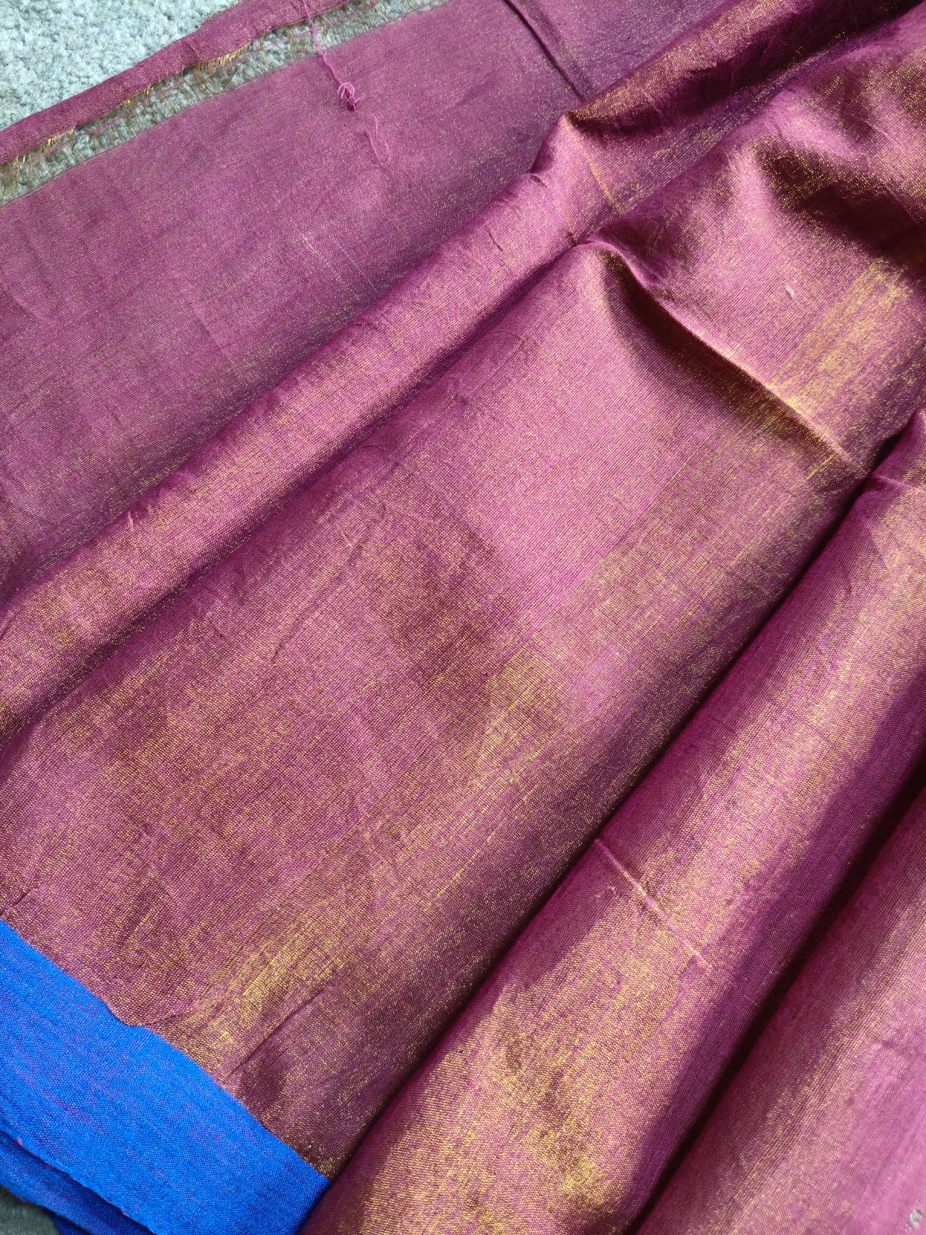 MAUVE GOLD HANDLOOM MUL TISSUE SAREE