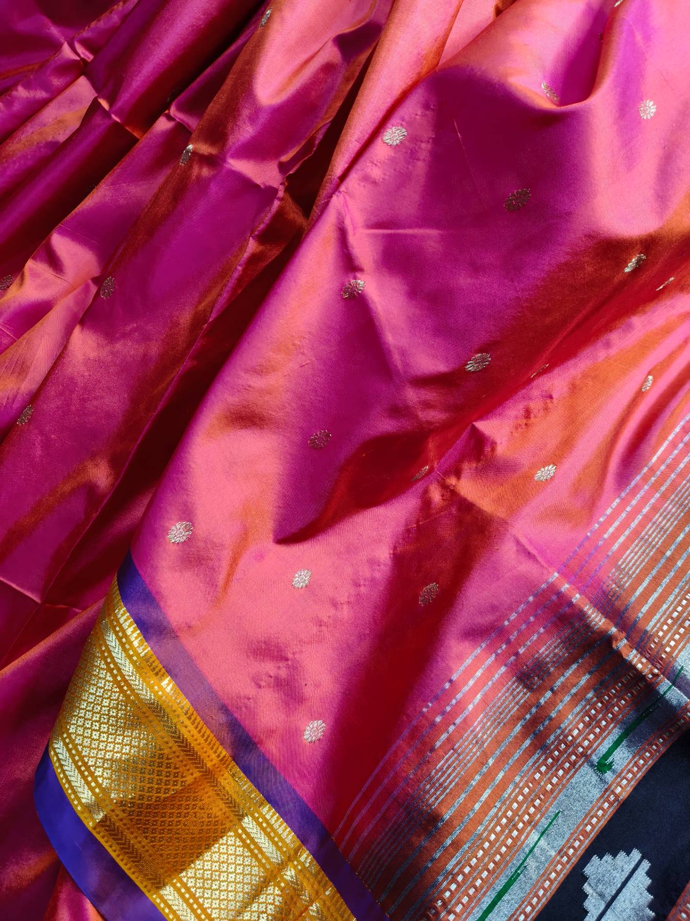 CORAL PINK SILK PURE HANDLOOM PAITHANI SAREE