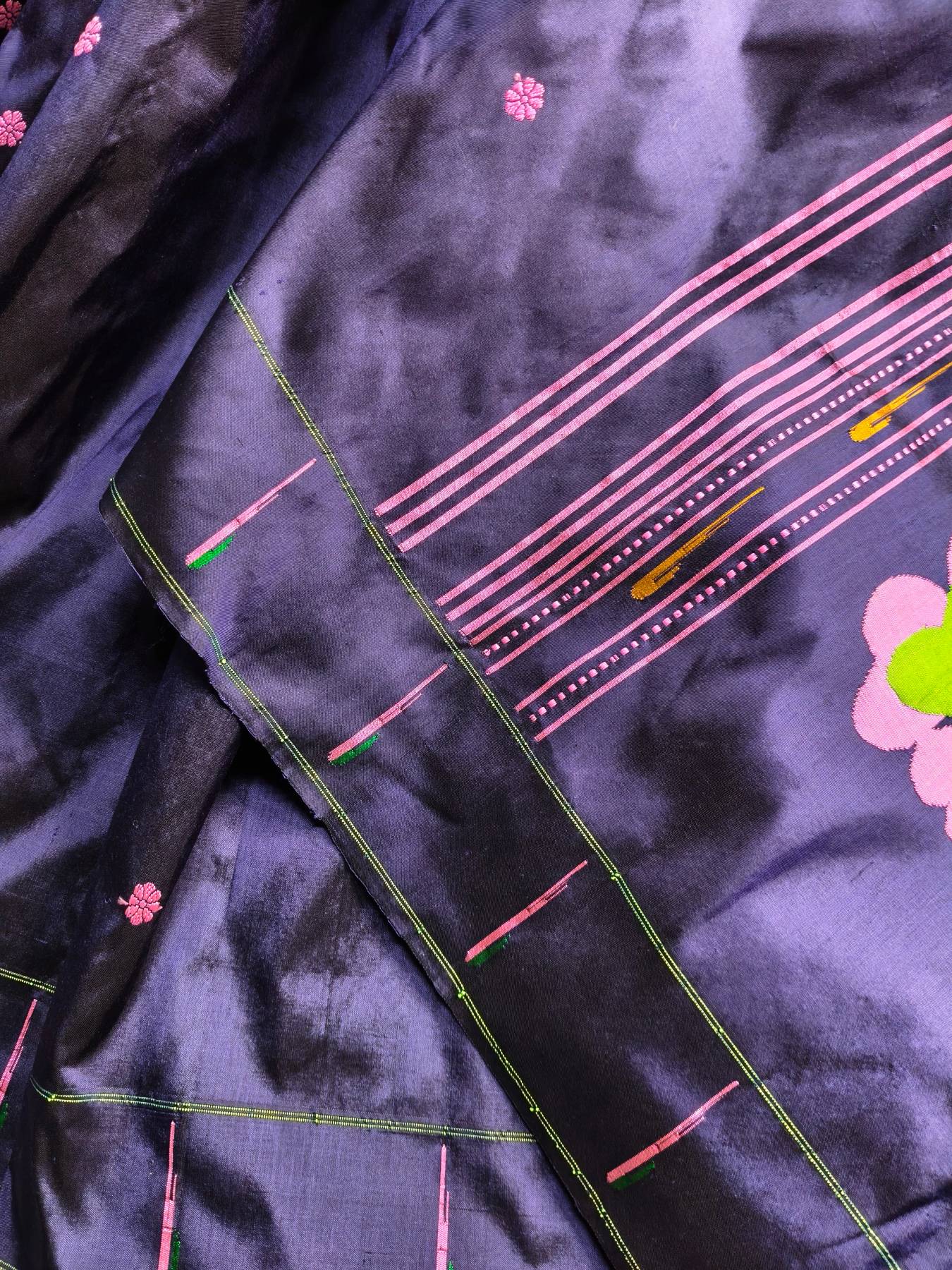 MIDNIGHT BLUE SILK PURE HANDLOOM PAITHANI SAREE