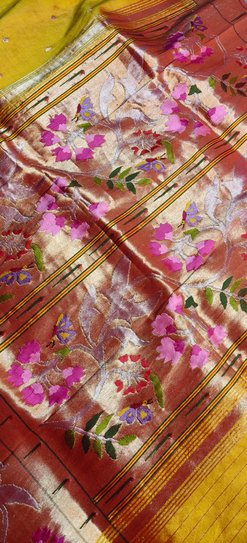 MANGO YELLOW SILK PURE HANDLOOM EXCLUSIVE PAITHANI SAREE