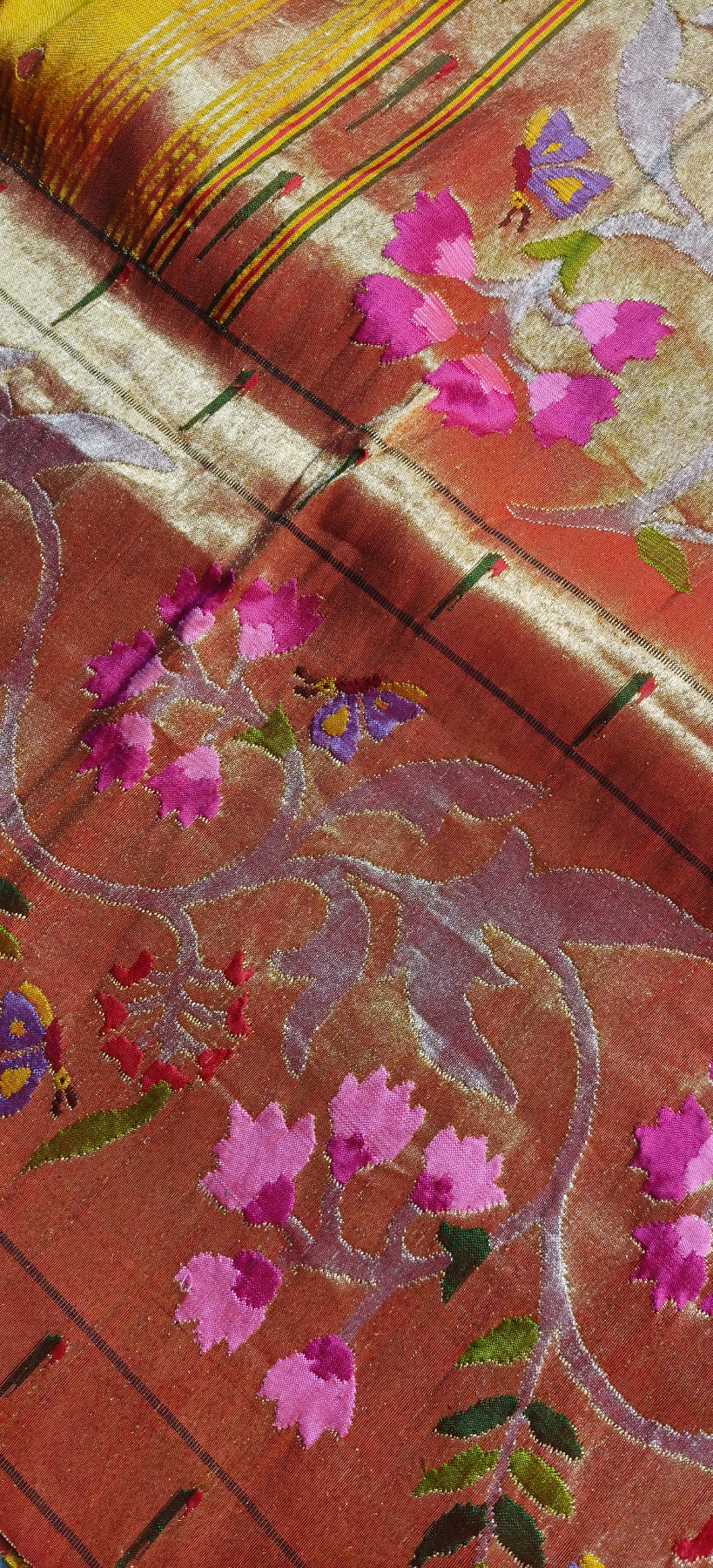 MANGO YELLOW SILK PURE HANDLOOM EXCLUSIVE PAITHANI SAREE