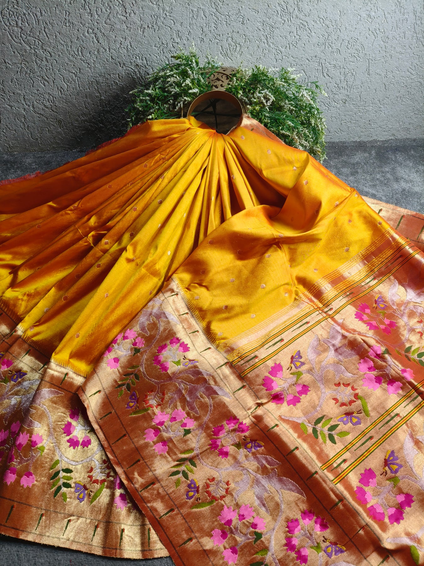 MANGO YELLOW SILK PURE HANDLOOM EXCLUSIVE PAITHANI SAREE