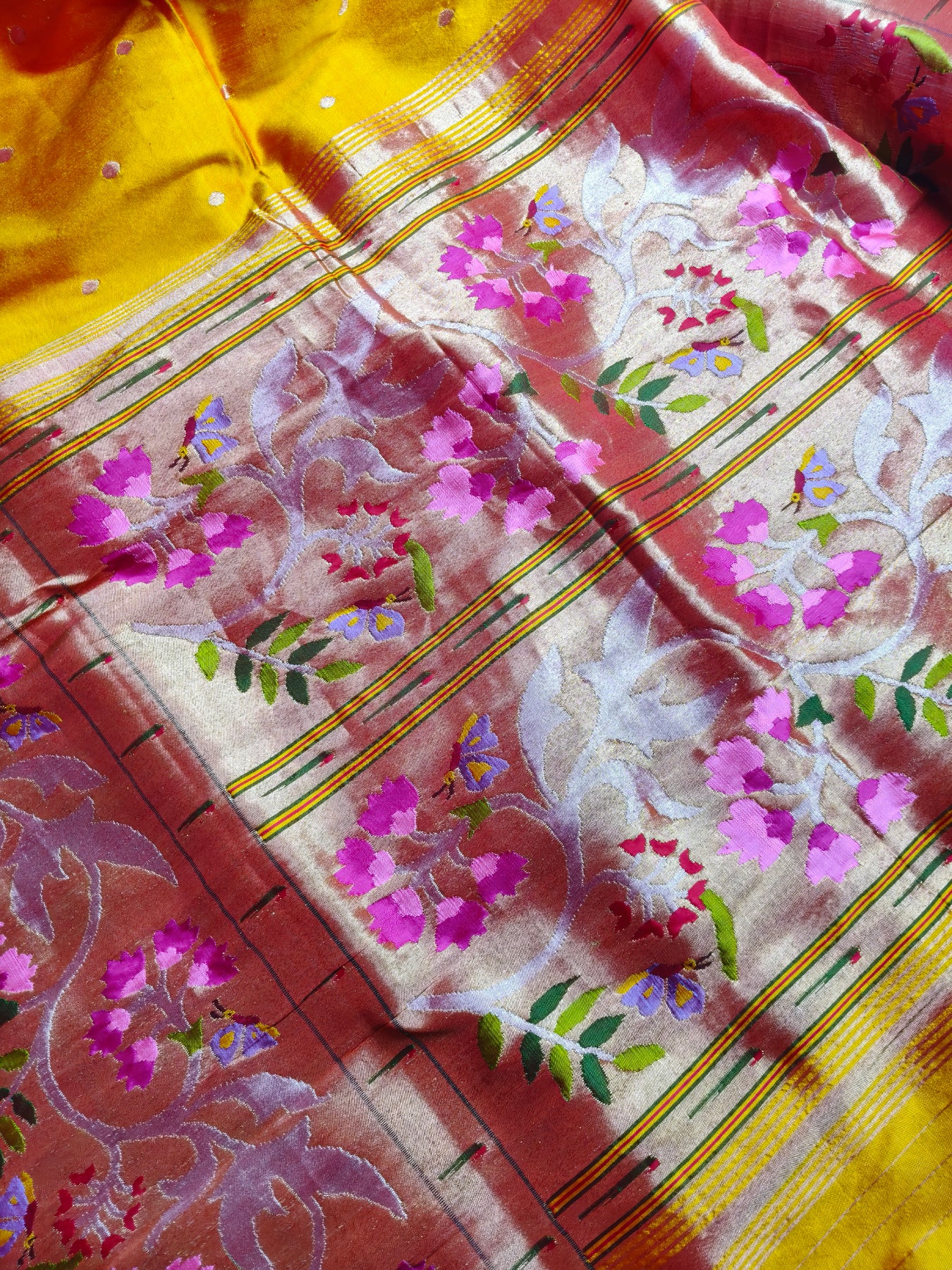 MANGO YELLOW SILK PURE HANDLOOM EXCLUSIVE PAITHANI SAREE