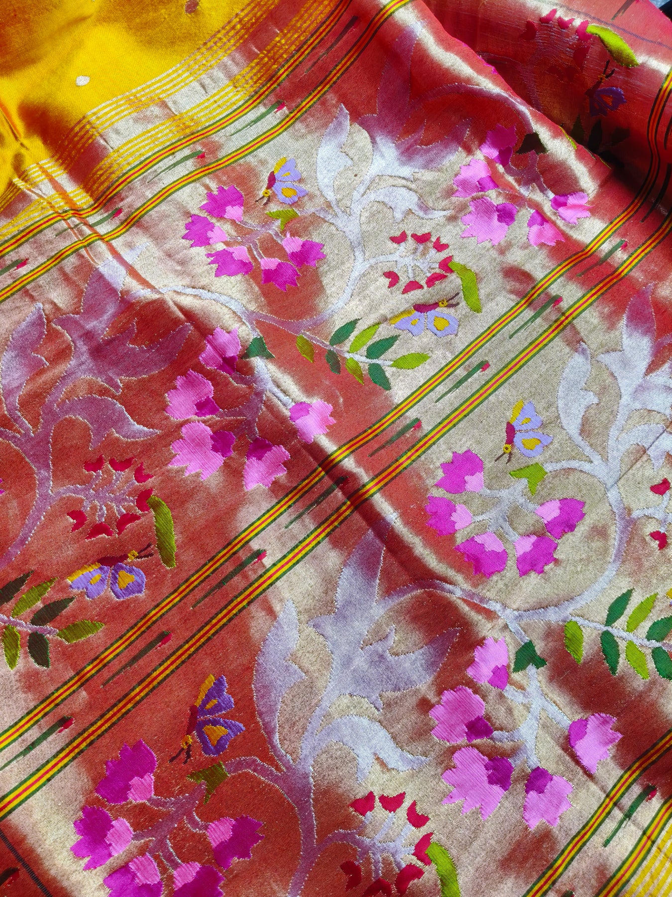 MANGO YELLOW SILK PURE HANDLOOM EXCLUSIVE PAITHANI SAREE