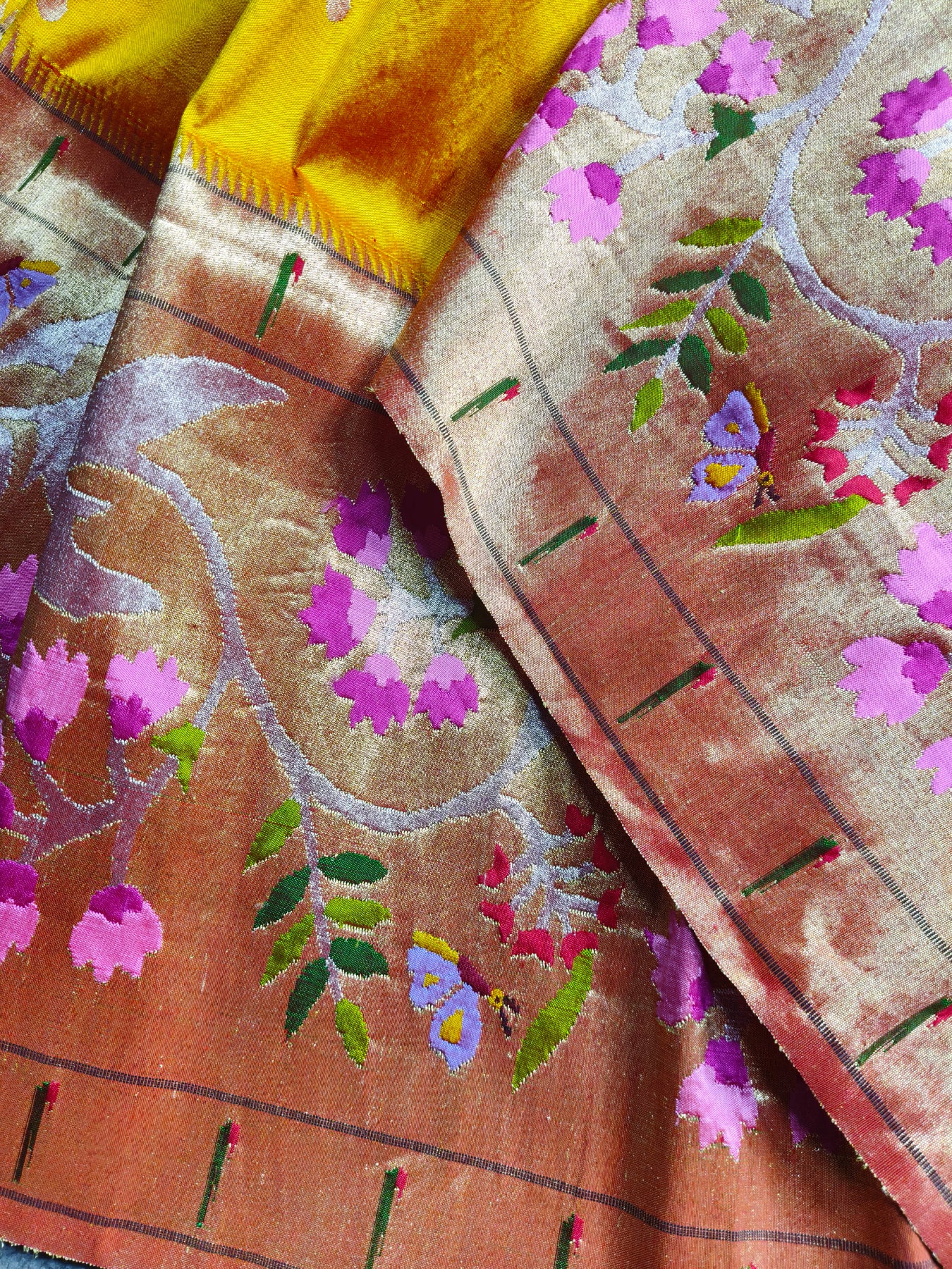 MANGO YELLOW SILK PURE HANDLOOM EXCLUSIVE PAITHANI SAREE