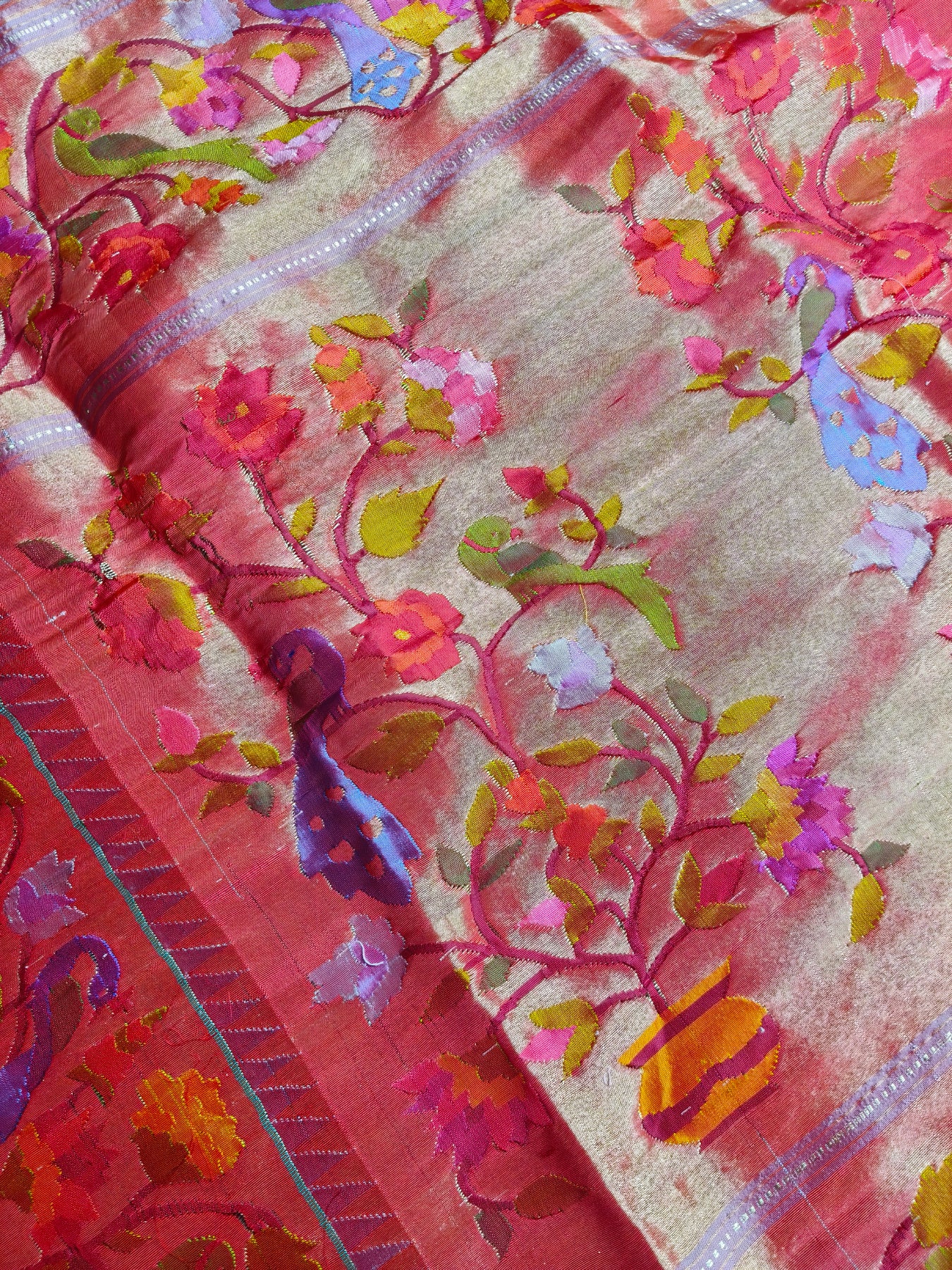 SLATE GREY SILK PURE HANDLOOM EXCLUSIVE PAITHANI SAREE