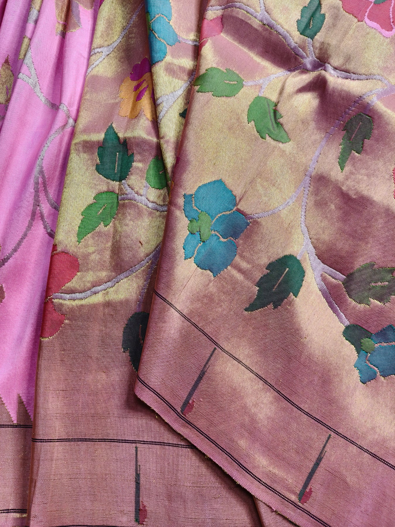 PINK GOLD SILK TISSUE PURE HANDLOOM EXCLUSIVE PAITHANI SAREE